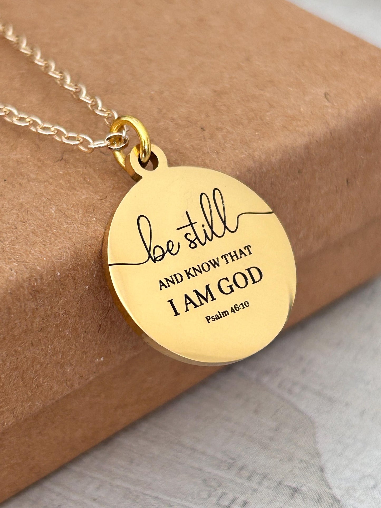 Be Still and Know I am God bible verse Necklace, Psalm 46:10, Christian Gifts, Scripture Motivational Jewelry, Personalized Custom Necklace