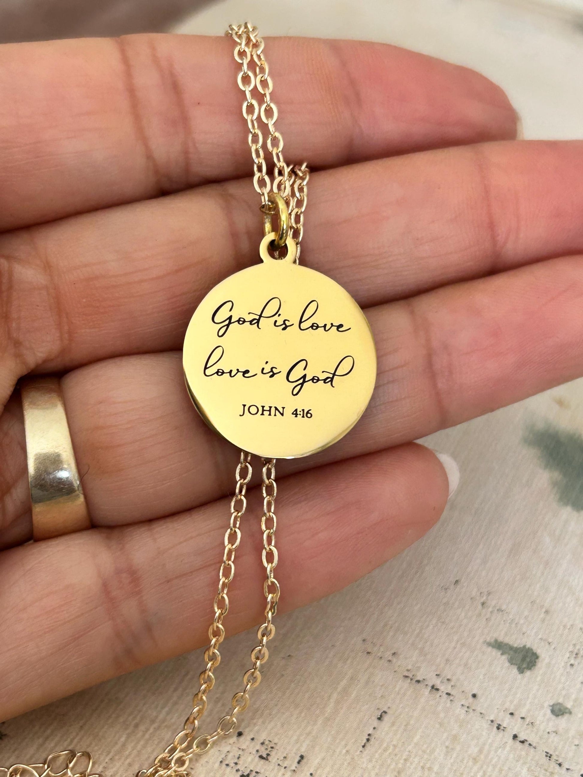 God is Love Bible Verse Necklace, John 4:16, Christian Women Gifts, Faith Jewelry, Scripture Quote Necklace, Baptism, Custom Birthday Gift