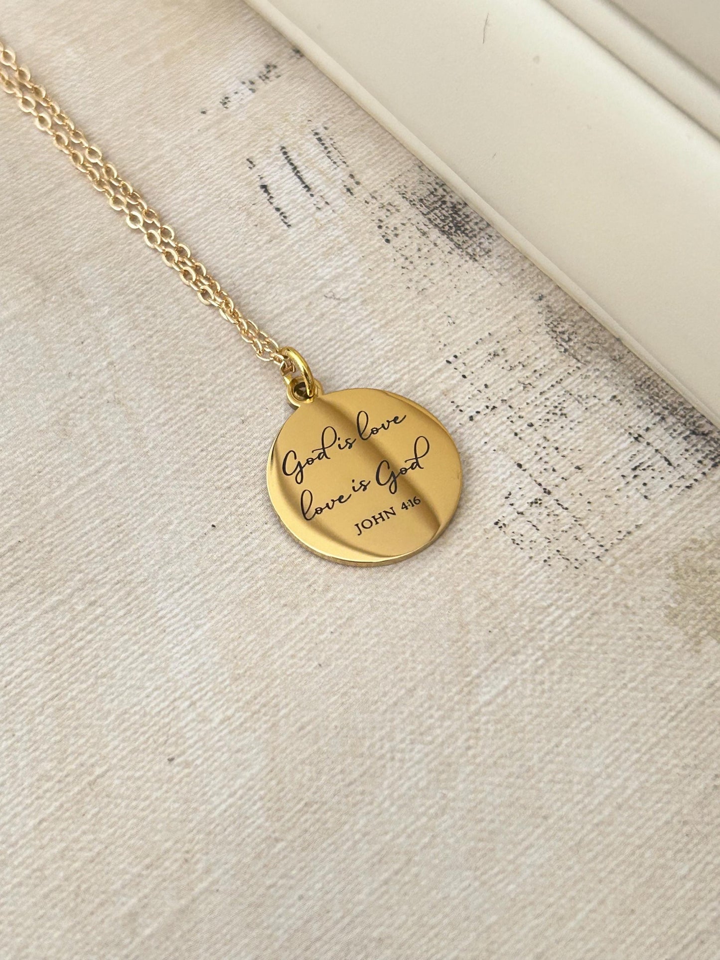 God is Love Bible Verse Necklace, John 4:16, Christian Women Gifts, Faith Jewelry, Scripture Quote Necklace, Baptism, Custom Birthday Gift