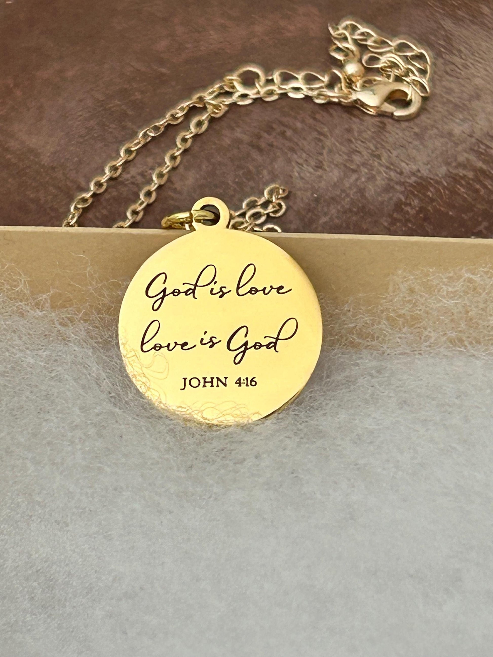 God is Love Bible Verse Necklace, John 4:16, Christian Women Gifts, Faith Jewelry, Scripture Quote Necklace, Baptism, Custom Birthday Gift