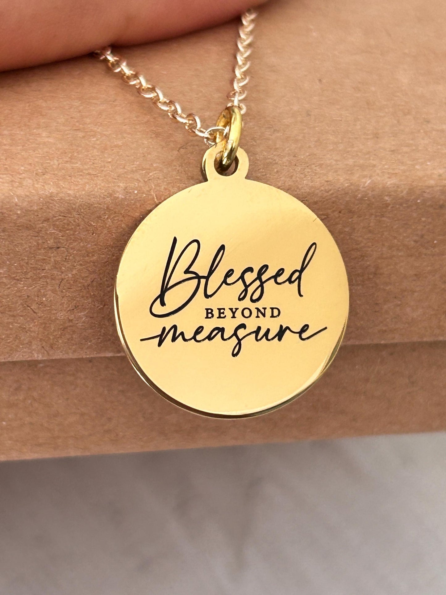 Blessed Beyond Measure Christian Necklace, Christian Women Gifts, Faith Motivational Jewelry, Personalized Custom Necklace, Religious Gift