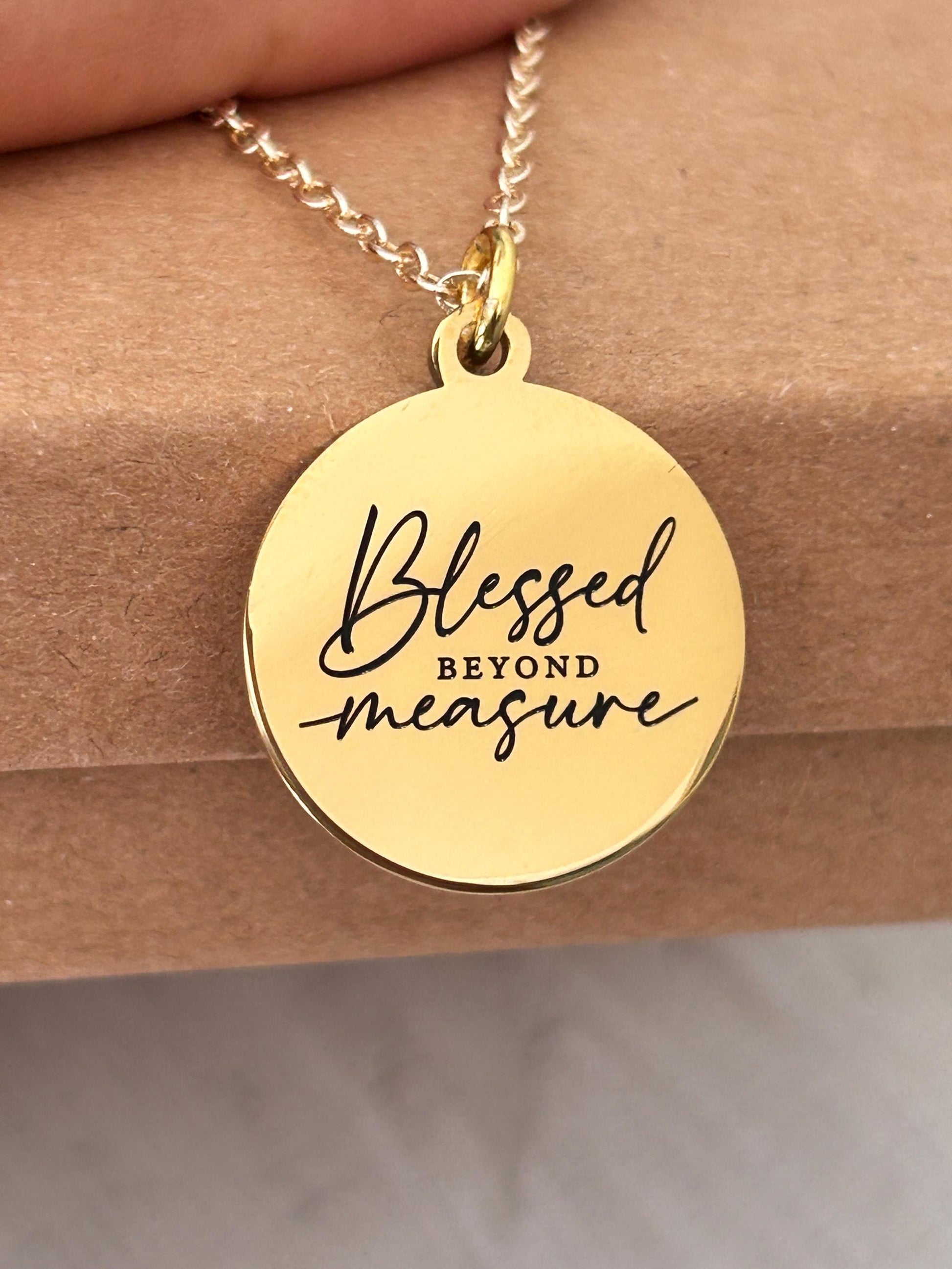 Blessed Beyond Measure Christian Necklace, Christian Women Gifts, Faith Motivational Jewelry, Personalized Custom Necklace, Religious Gift