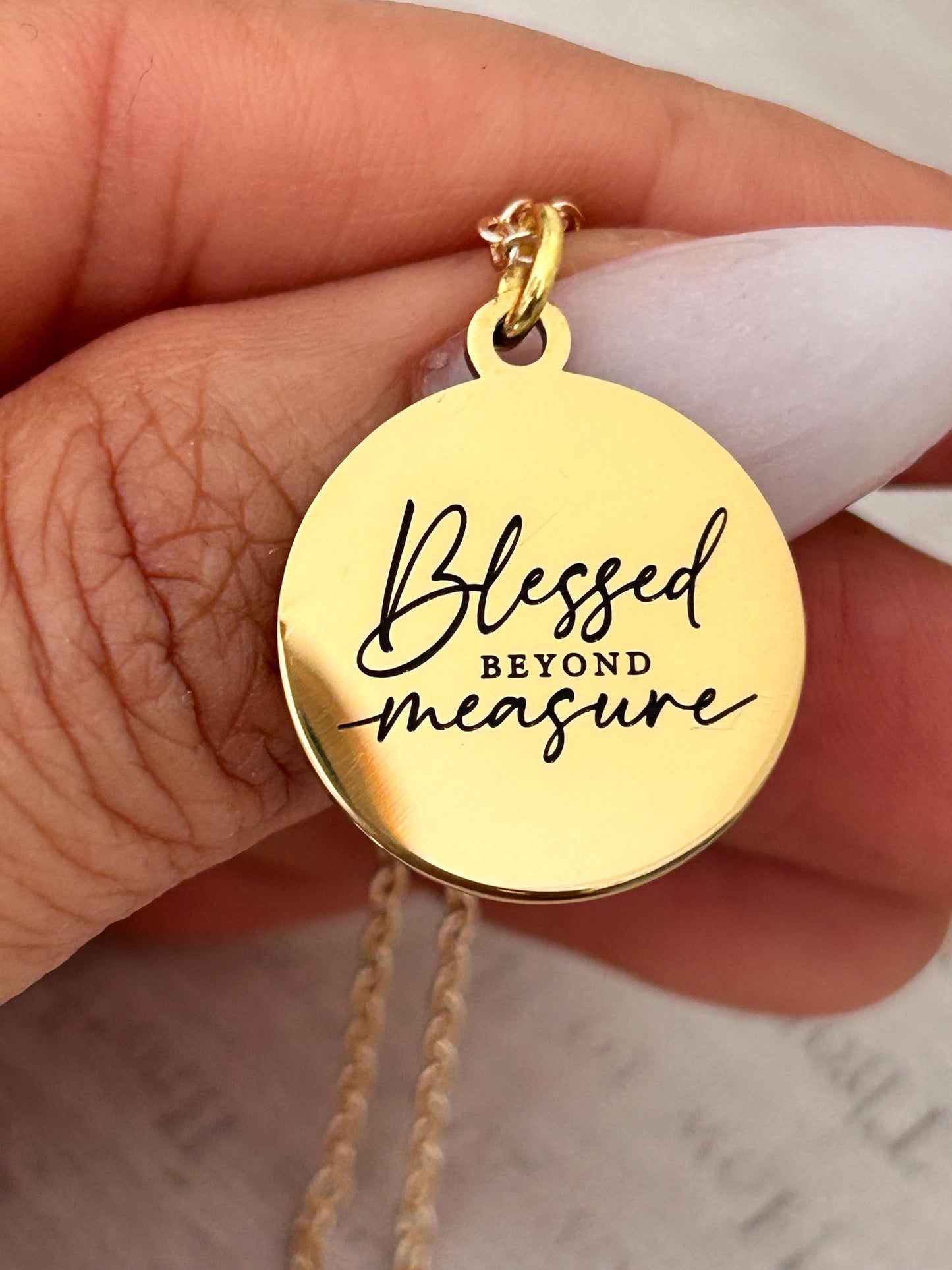 Blessed Beyond Measure Christian Necklace, Christian Women Gifts, Faith Motivational Jewelry, Personalized Custom Necklace, Religious Gift