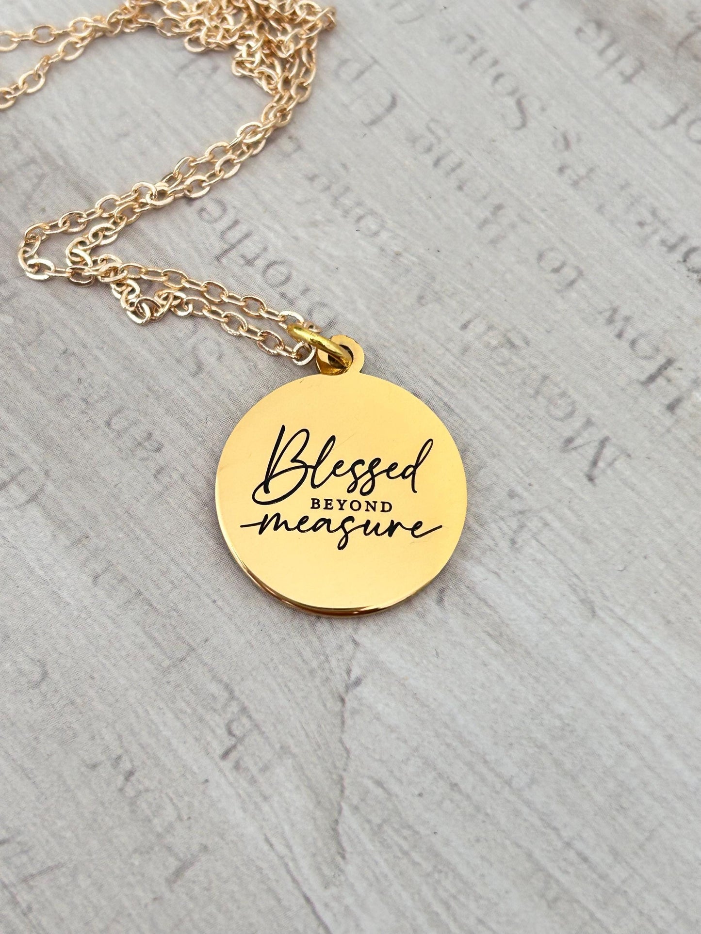 Blessed Beyond Measure Christian Necklace, Christian Women Gifts, Faith Motivational Jewelry, Personalized Custom Necklace, Religious Gift