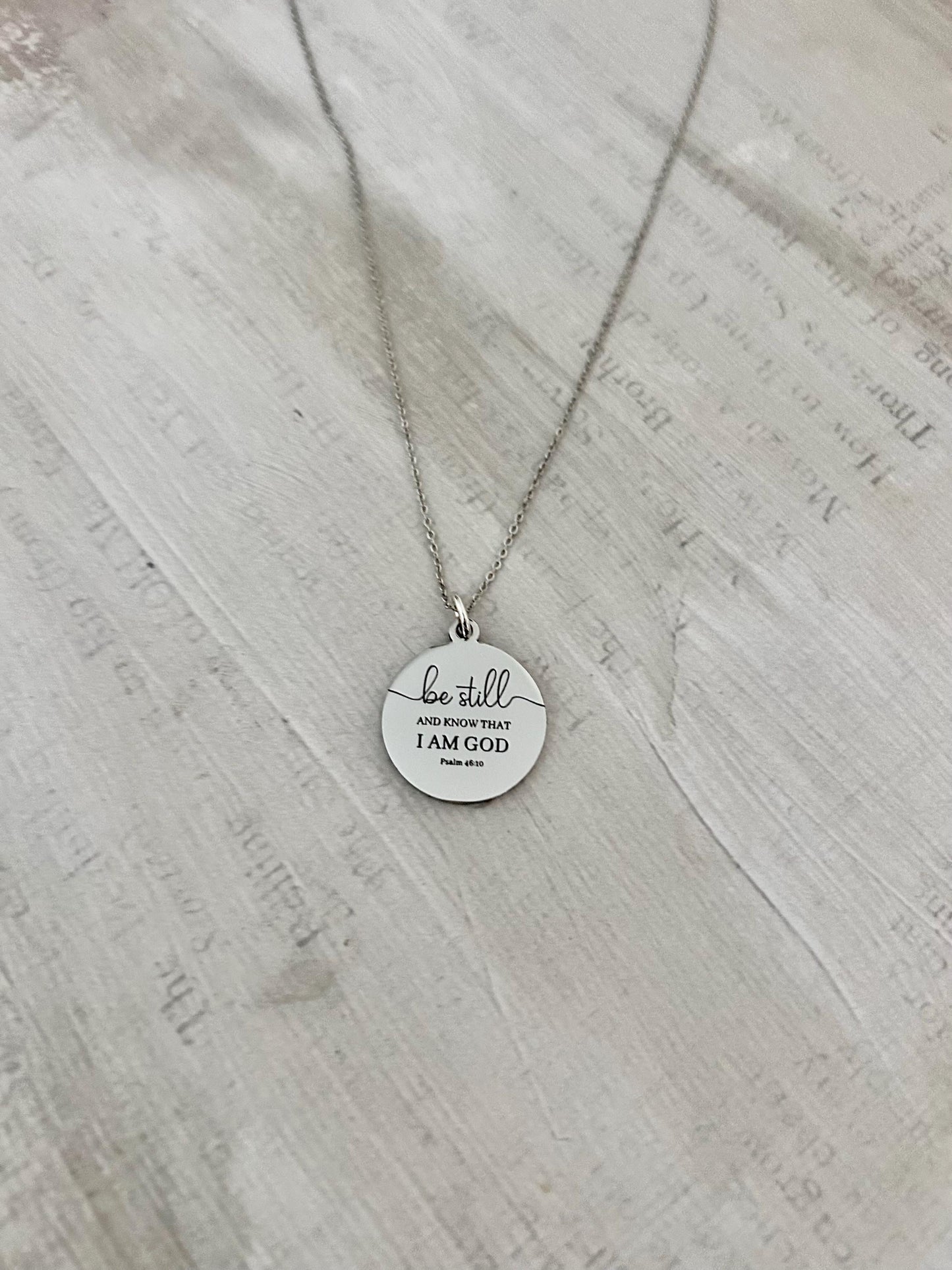 Be Still and Know I am God bible verse Necklace, Psalm 46:10, Christian Gifts, Scripture Motivational Jewelry, Personalized Custom Necklace