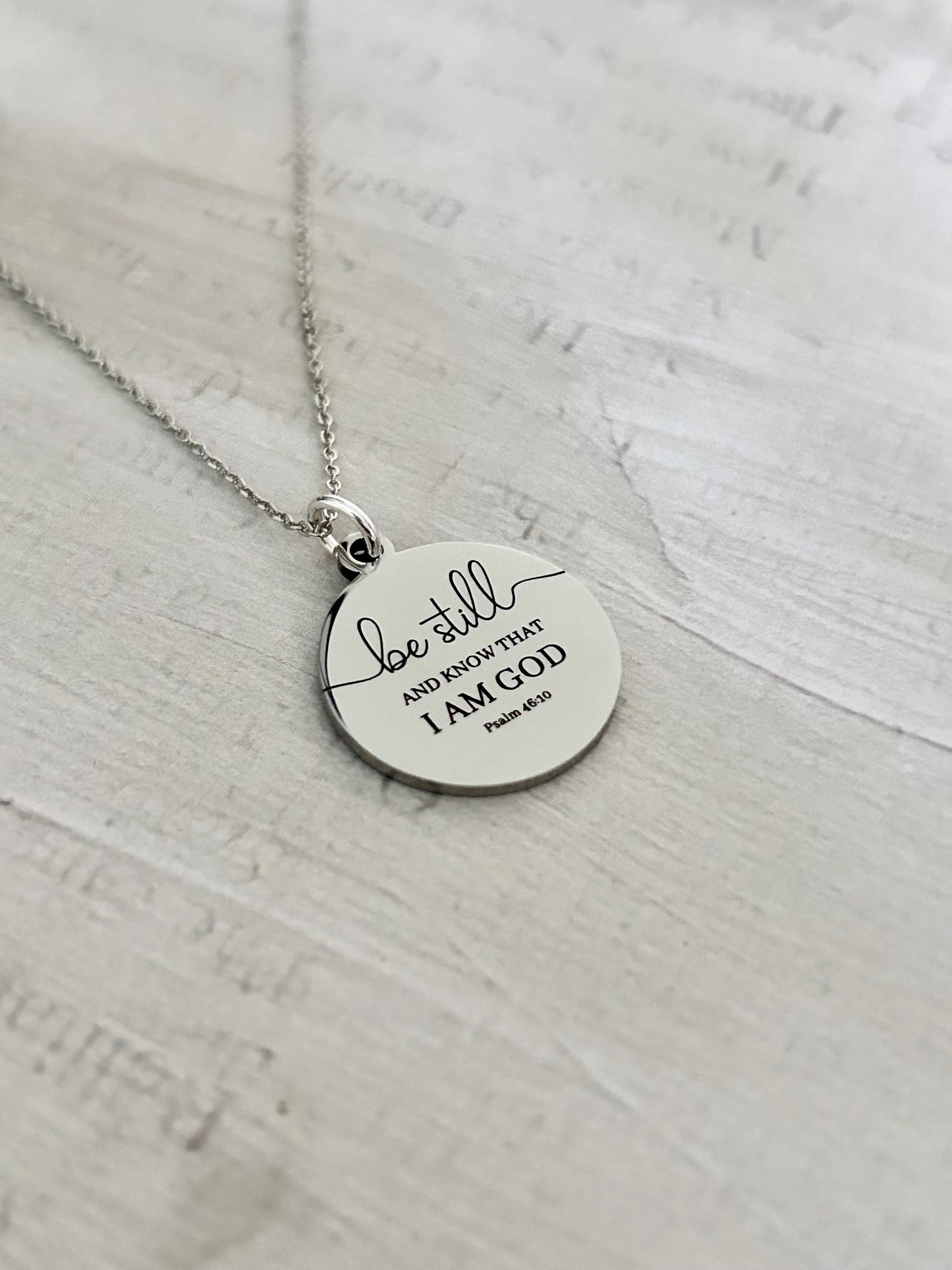 Be Still and Know Psalm 46:10 Personalized Bible Verse Necklace Christian Gift
