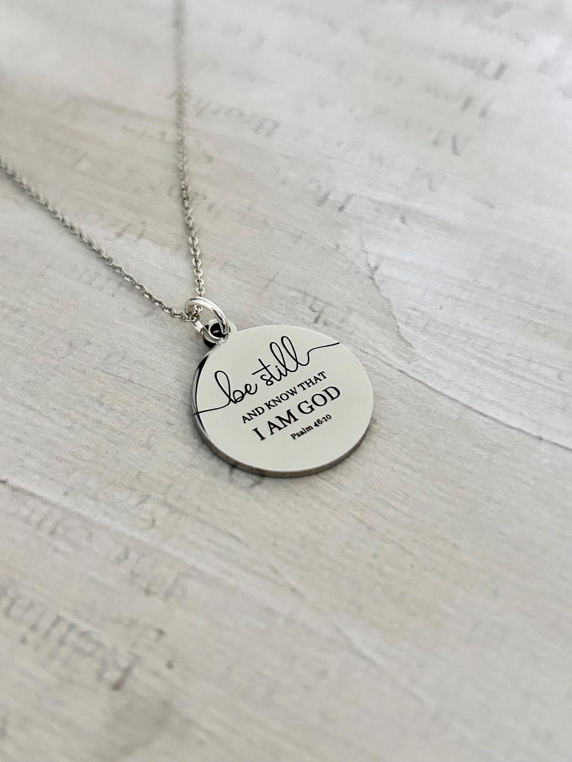 Be Still and Know Psalm 46:10 Personalized Bible Verse Necklace Christian Gift