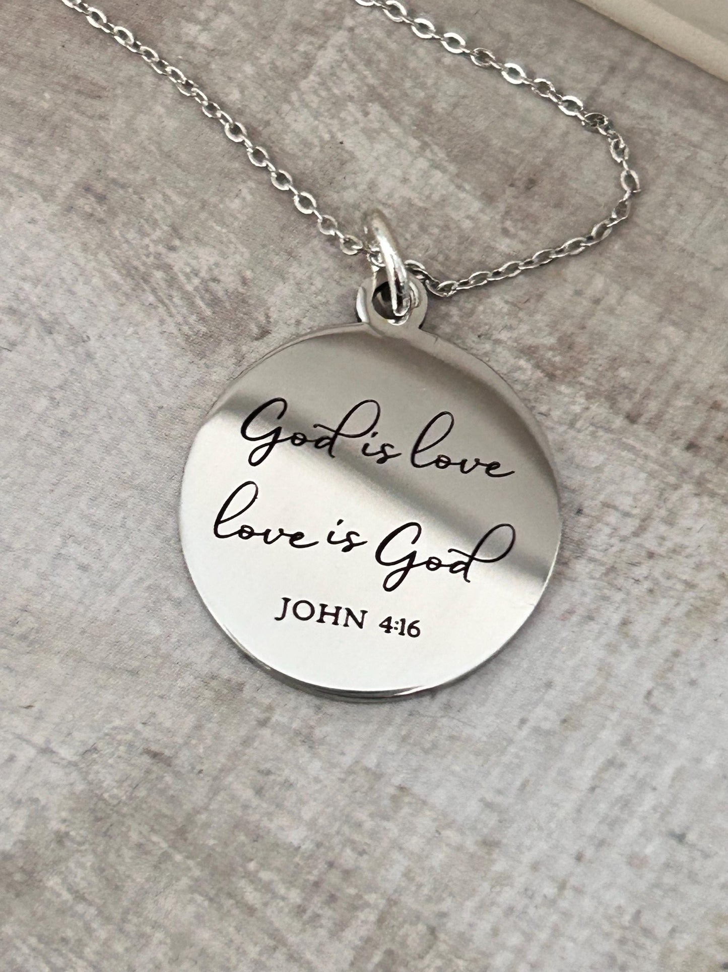 God is Love Bible Verse Necklace, John 4:16, Christian Women Gifts, Faith Jewelry, Scripture Quote Necklace, Baptism, Custom Birthday Gift