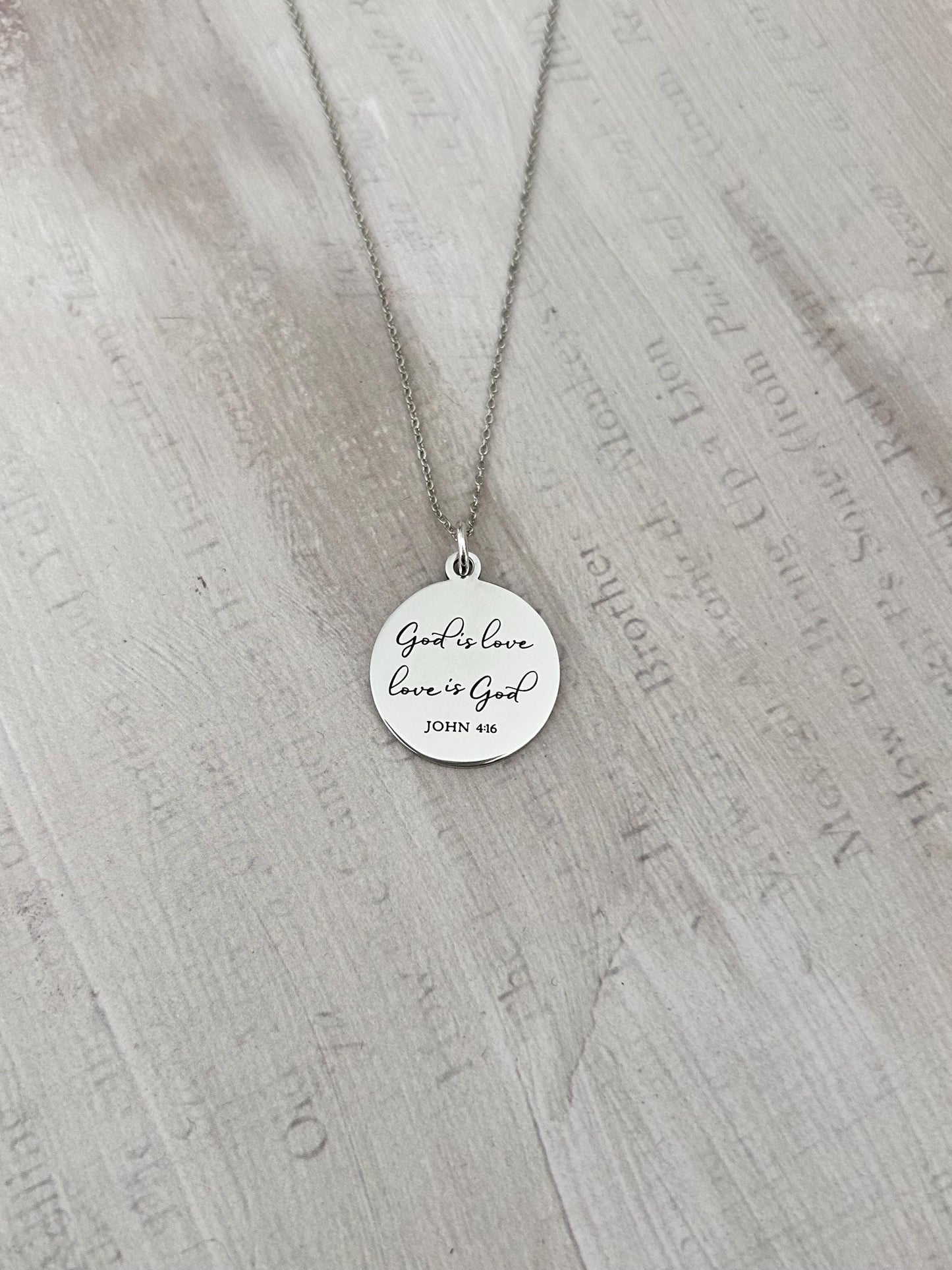 God is Love Bible Verse Necklace, John 4:16, Christian Women Gifts, Faith Jewelry, Scripture Quote Necklace, Baptism, Custom Birthday Gift