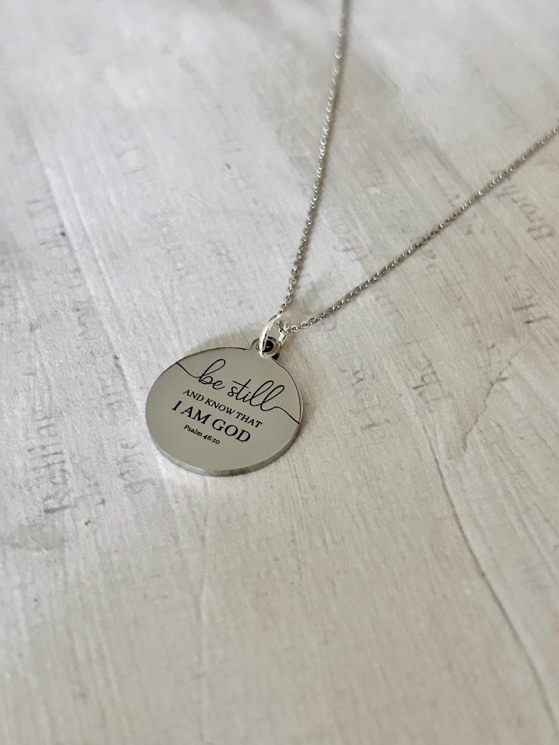 Be Still and Know I am God bible verse Necklace, Psalm 46:10, Christian Gifts, Scripture Motivational Jewelry, Personalized Custom Necklace