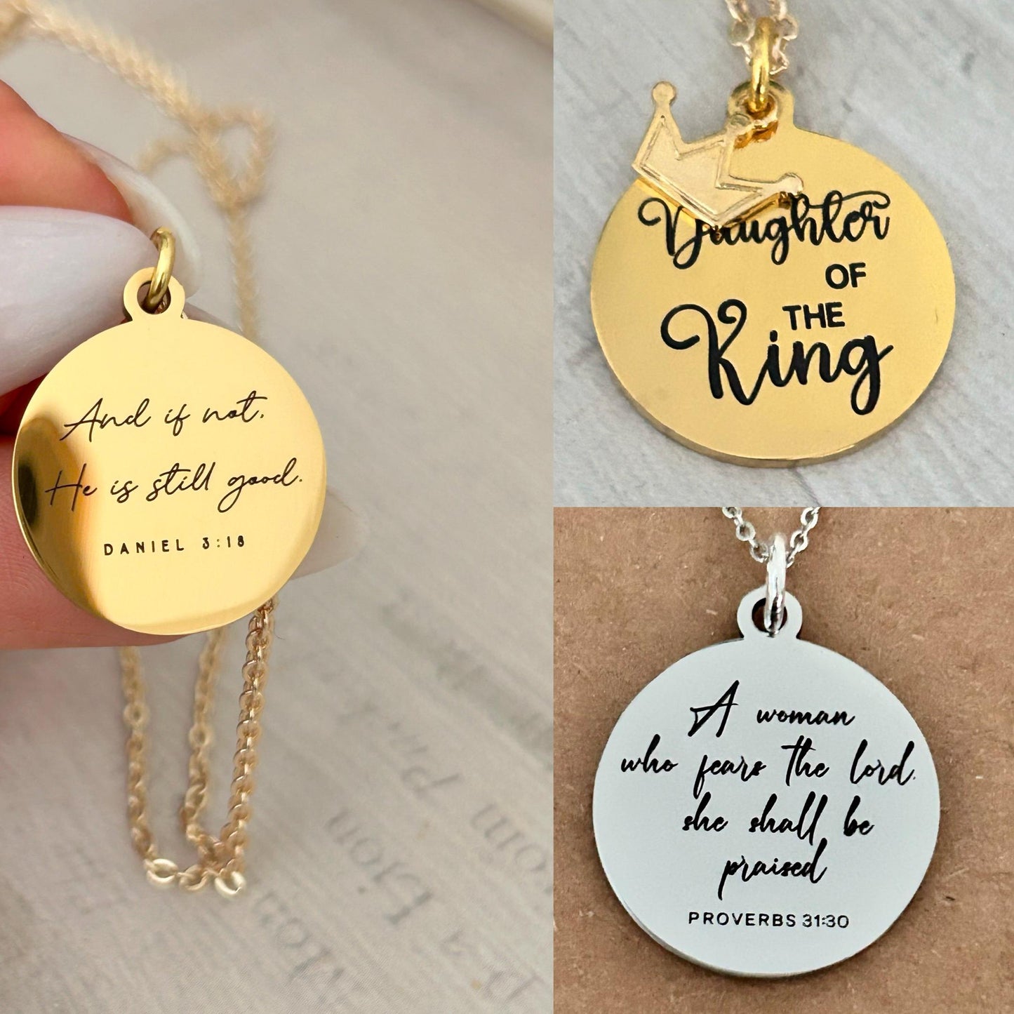 Perfect Love Casts out fear Bible Verse Gold Necklace, Christian Gift, Scripture Jewelry, Personalize Necklace, Engraved Charms, 1 John 4:18