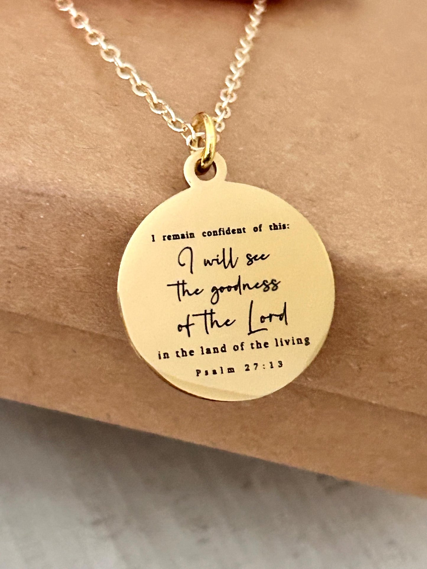 Bible Verse Necklace Psalm 27:13, I will see the goodness of the Lord, Christian Gifts Jewelry, Personalized Jewelry, birthday, Christmas