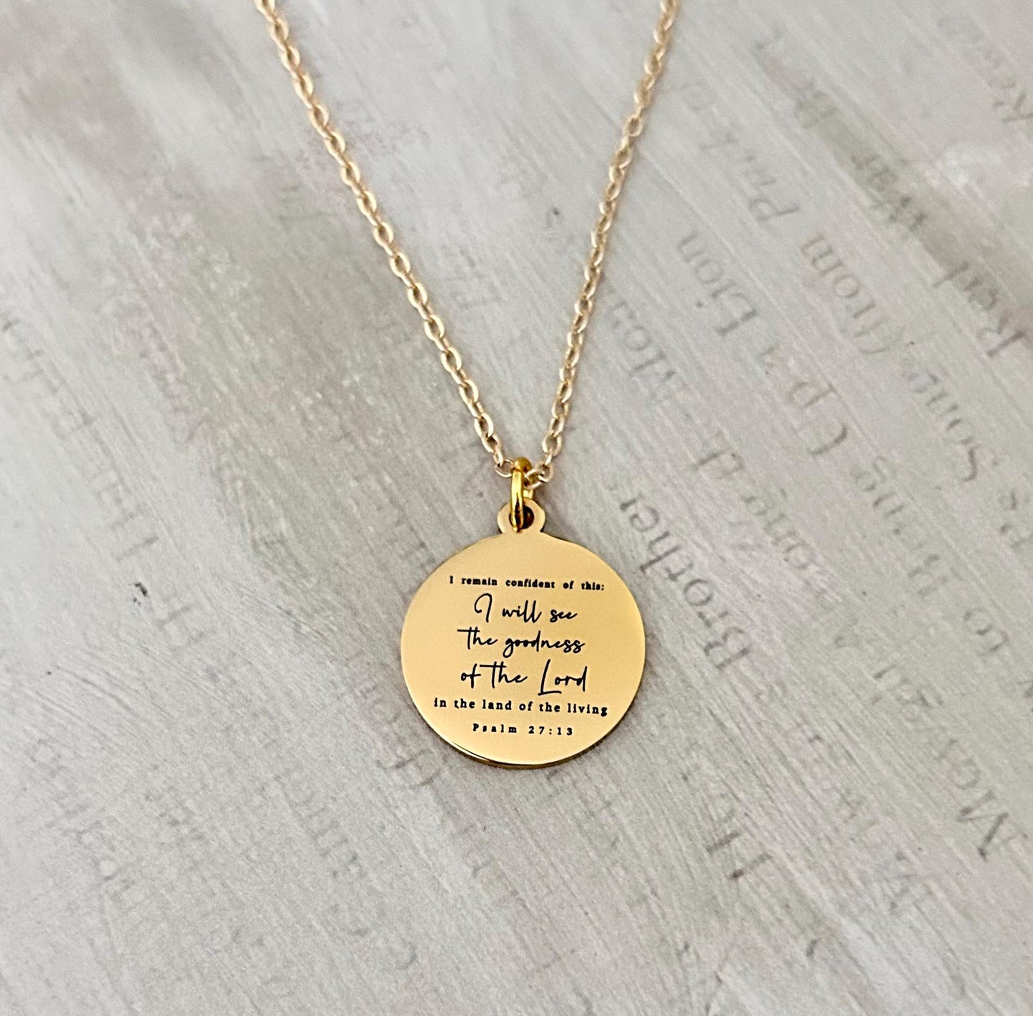 Bible Verse Necklace Psalm 27:13, I will see the goodness of the Lord, Christian Gifts Jewelry, Personalized Jewelry, birthday, Christmas