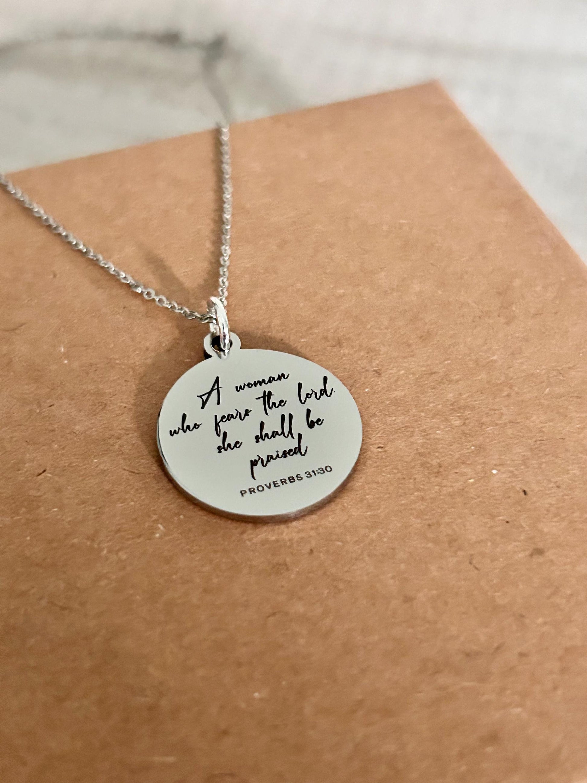 Proverbs 31 Women Christian Necklace, A Woman who fears The Lord, Christian Gifts, Bible Verse Necklace, Proverbs Woman, Retreat Gifts