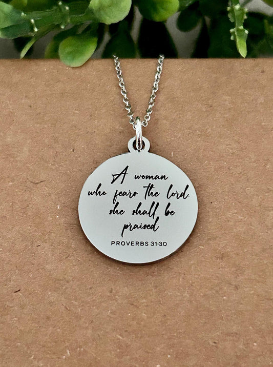 Proverbs 31 Women Christian Necklace, A Woman who fears The Lord, Christian Gifts, Bible Verse Necklace, Proverbs Woman, Retreat Gifts