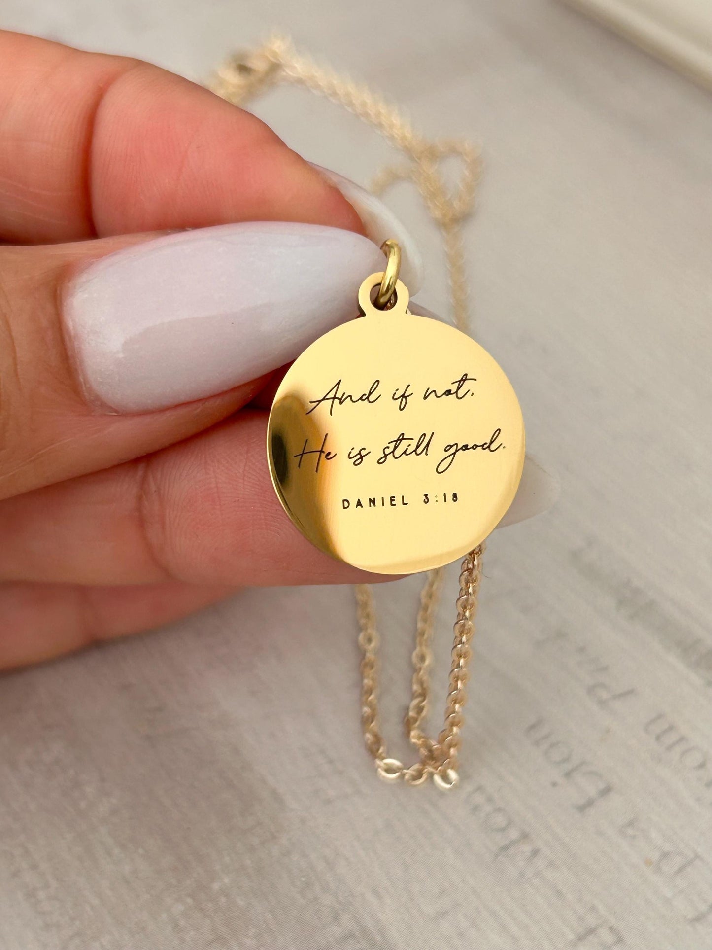 And if not He is still good bible verse Necklace, Daniel 3:18, Christian Gifts, Scripture Motivational Jewelry, Personalized Custom Necklace