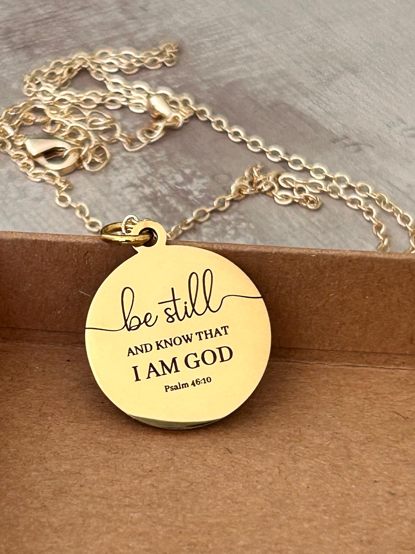 Be Still and Know I am God bible verse Necklace, Psalm 46:10, Christian Gifts, Scripture Motivational Jewelry, Personalized Custom Necklace