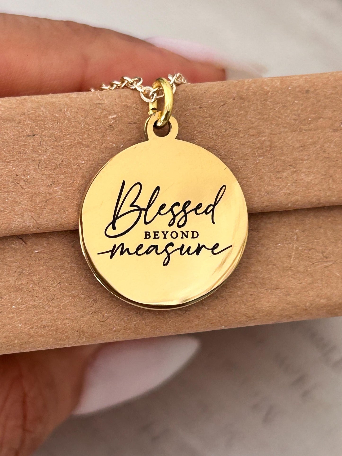 Blessed Beyond Measure Christian Necklace, Christian Women Gifts, Faith Motivational Jewelry, Personalized Custom Necklace, Religious Gift