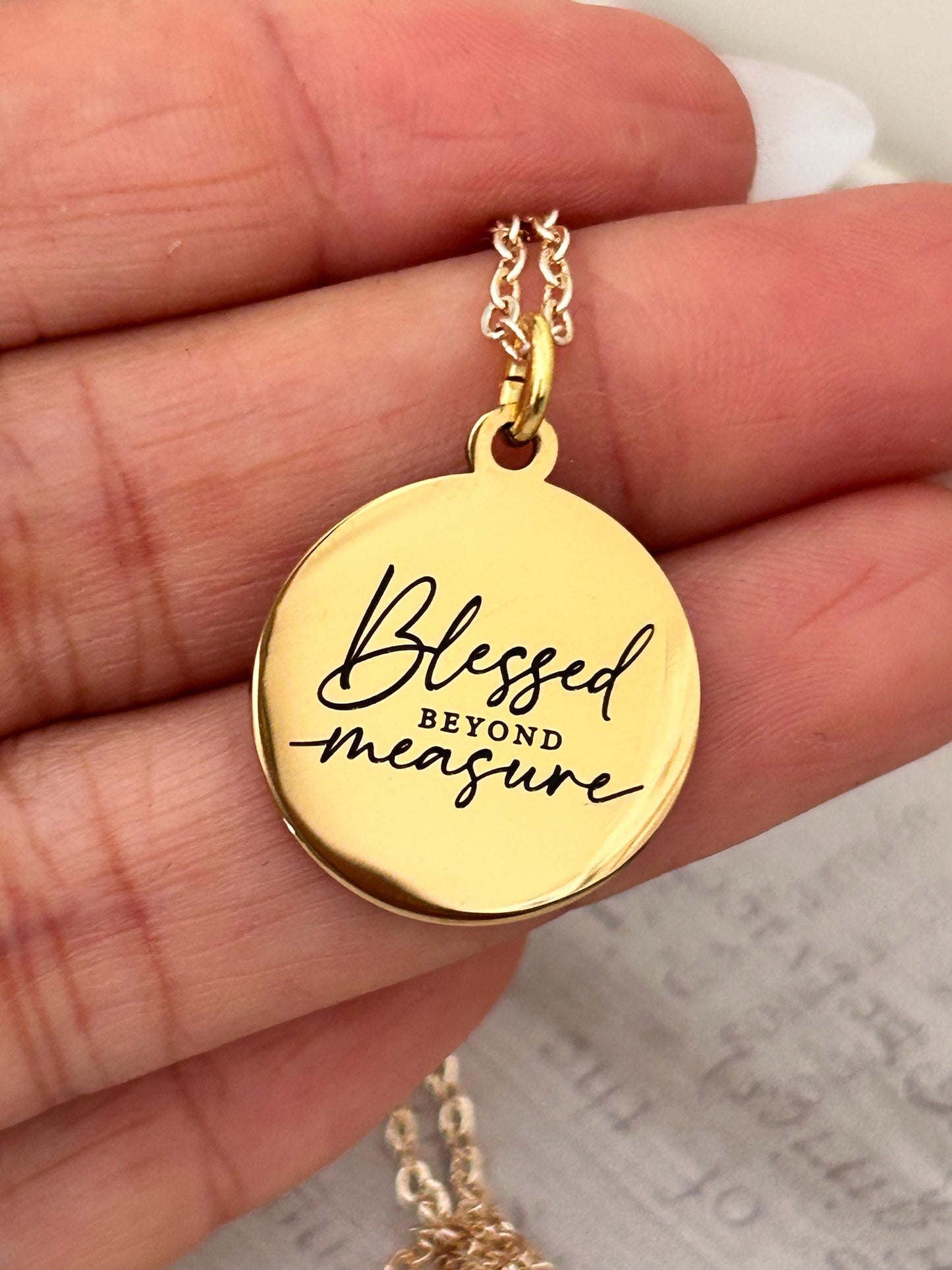 Blessed Beyond Measure Christian Necklace, Christian Women Gifts, Faith Motivational Jewelry, Personalized Custom Necklace, Religious Gift