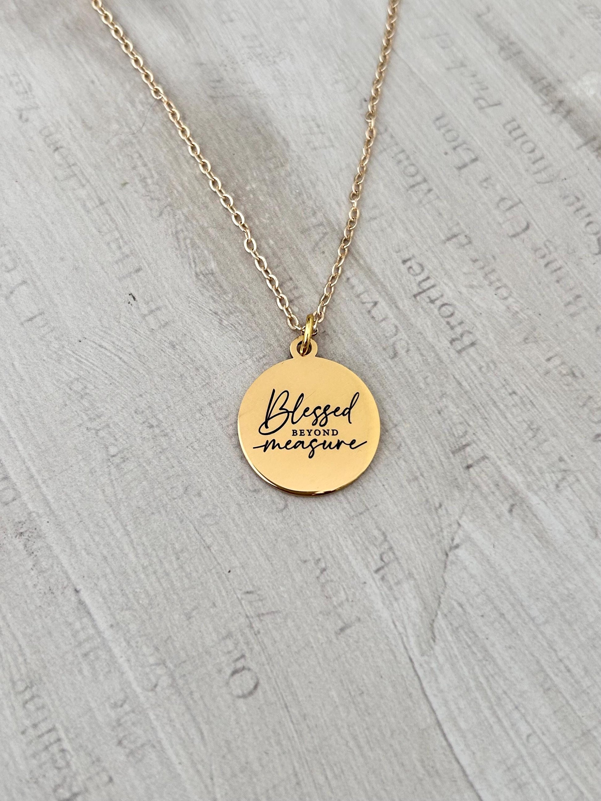 Blessed Beyond Measure Christian Necklace, Christian Women Gifts, Faith Motivational Jewelry, Personalized Custom Necklace, Religious Gift