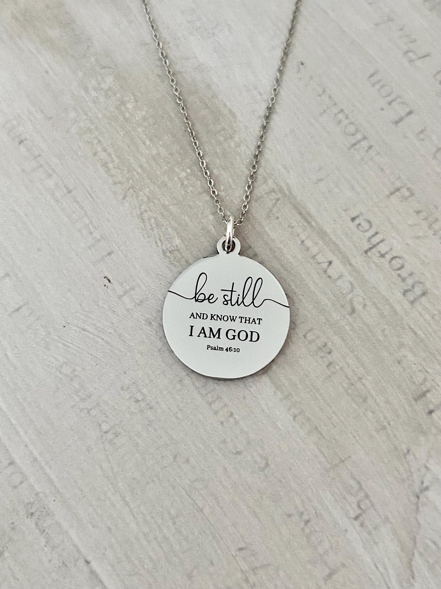 Be Still and Know I am God bible verse Necklace, Psalm 46:10, Christian Gifts, Scripture Motivational Jewelry, Personalized Custom Necklace