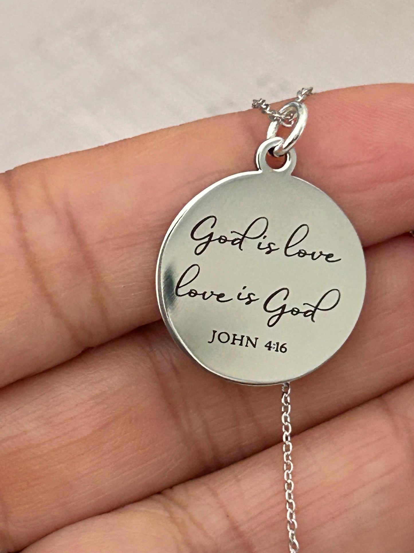 God is Love Bible Verse Necklace, John 4:16, Christian Women Gifts, Faith Jewelry, Scripture Quote Necklace, Baptism, Custom Birthday Gift