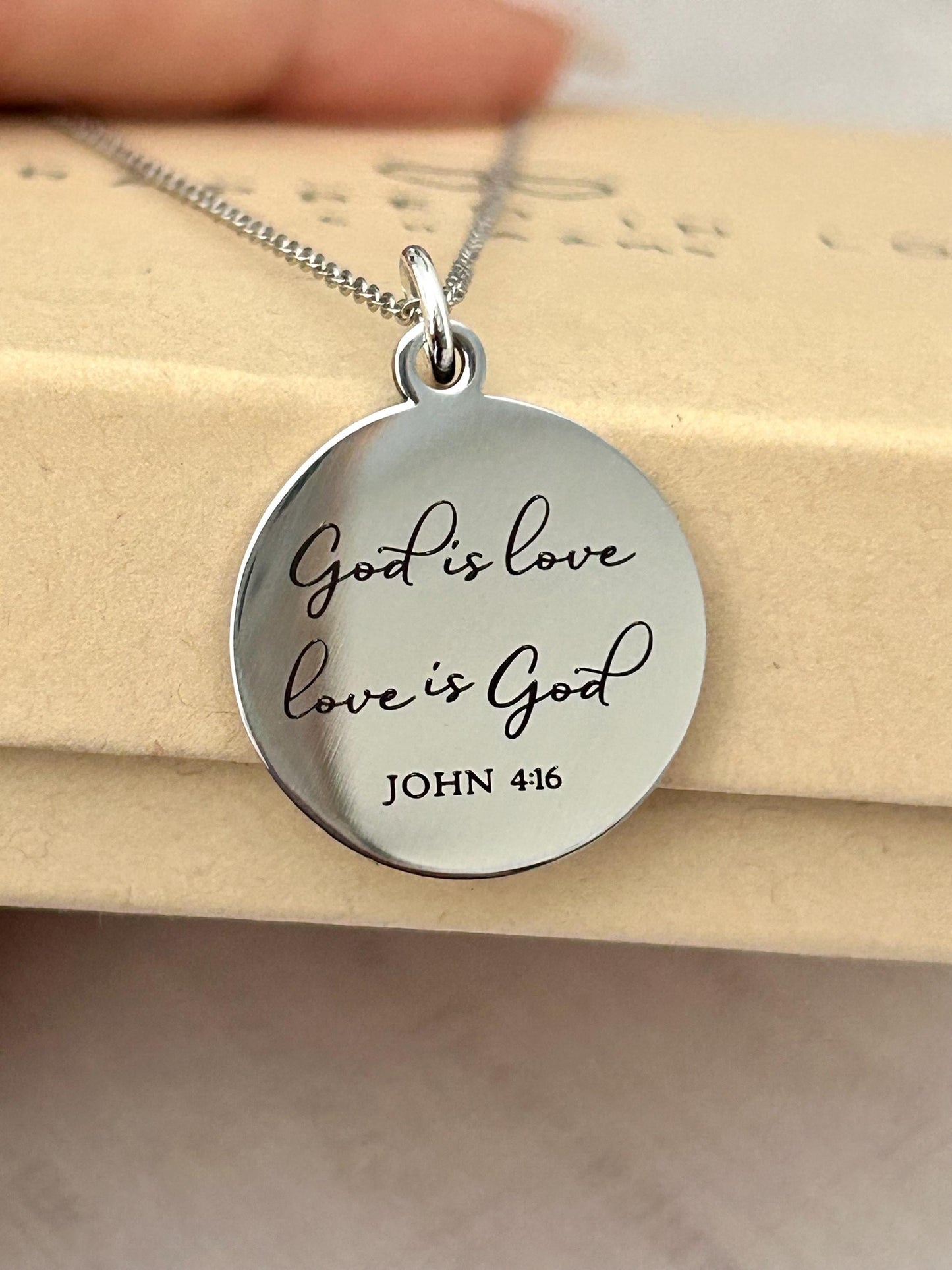 God is Love Bible Verse Necklace, John 4:16, Christian Women Gifts, Faith Jewelry, Scripture Quote Necklace, Baptism, Custom Birthday Gift