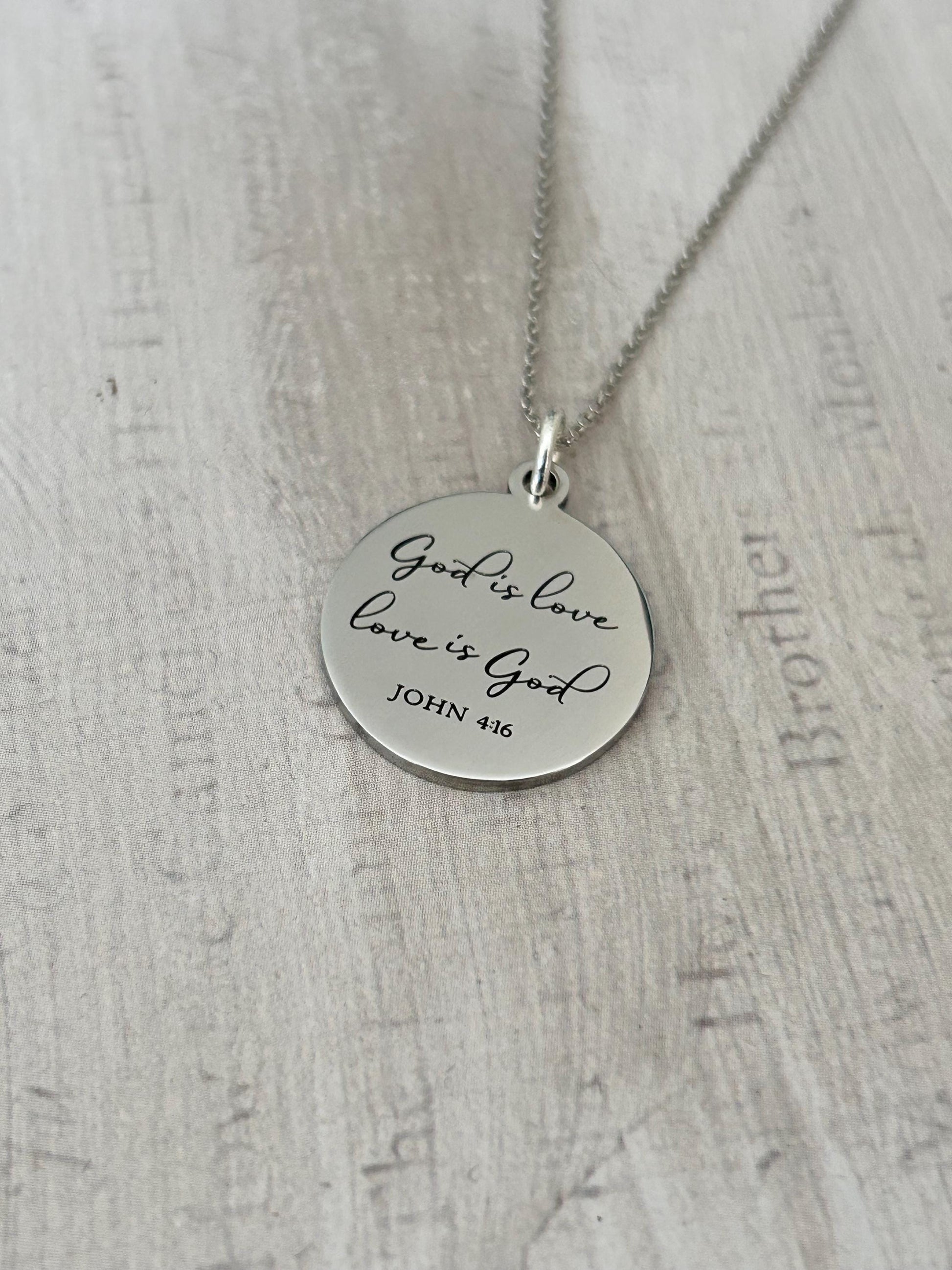 God is Love Bible Verse Necklace, John 4:16, Christian Women Gifts, Faith Jewelry, Scripture Quote Necklace, Baptism, Custom Birthday Gift