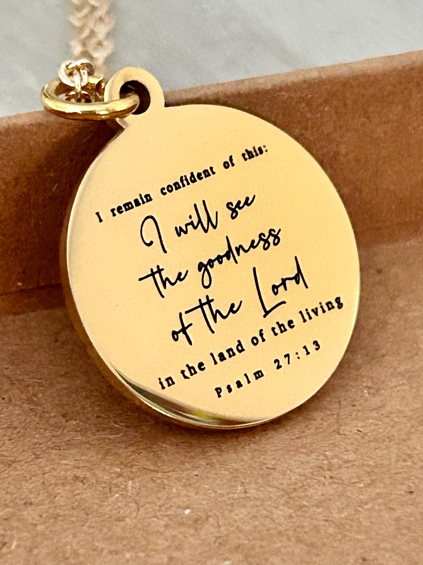 Bible Verse Necklace Psalm 27:13, I will see the goodness of the Lord, Christian Gifts Jewelry, Personalized Jewelry, birthday, Christmas