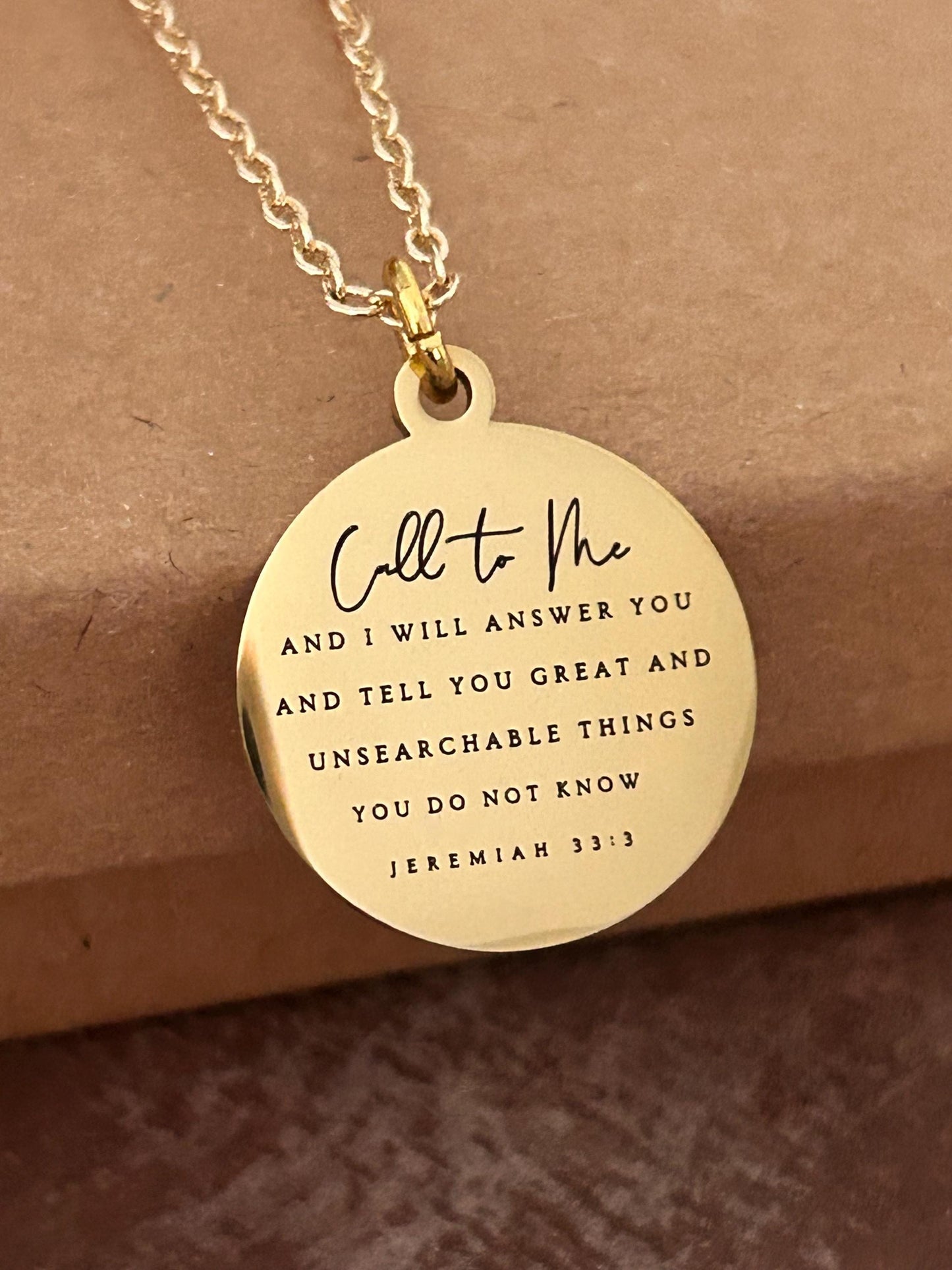 Call to me and I will Answer You Jeremiah 33:3 Bible Verse Gold Necklace, Christian Jewelry, Scripture Necklace, Christian Gifts for Women