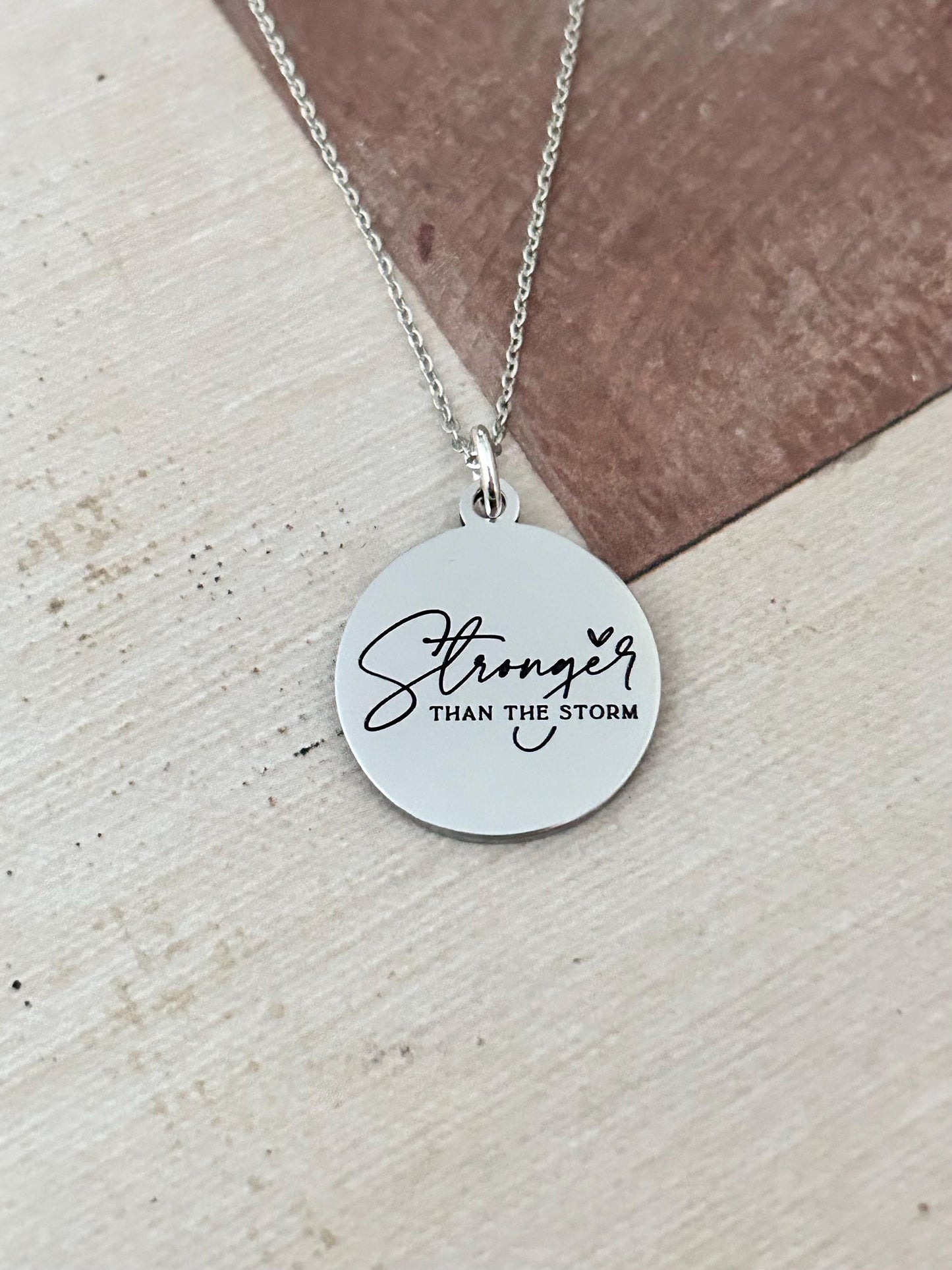 Stronger than the Storm Christian Necklace, Christian Gifts, Motivational Gifts, Gifts for Mom, Inspirational Jewelry, Strength Necklace