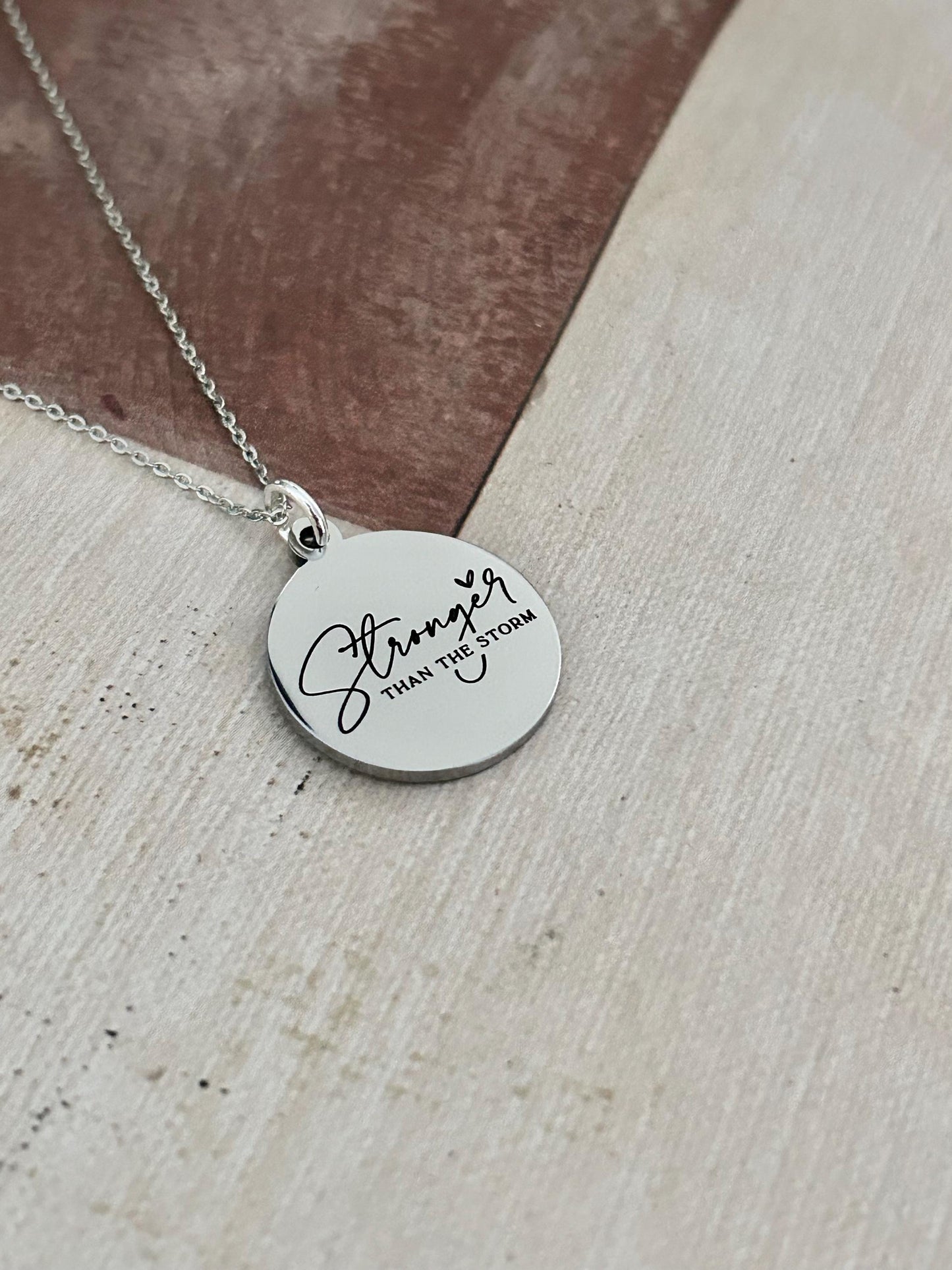 Stronger than the Storm Christian Necklace, Christian Gifts, Motivational Gifts, Gifts for Mom, Inspirational Jewelry, Strength Necklace