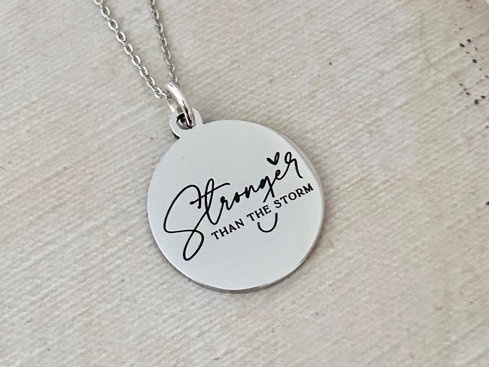 Stronger than the Storm Christian Necklace, Christian Gifts, Motivational Gifts, Gifts for Mom, Inspirational Jewelry, Strength Necklace