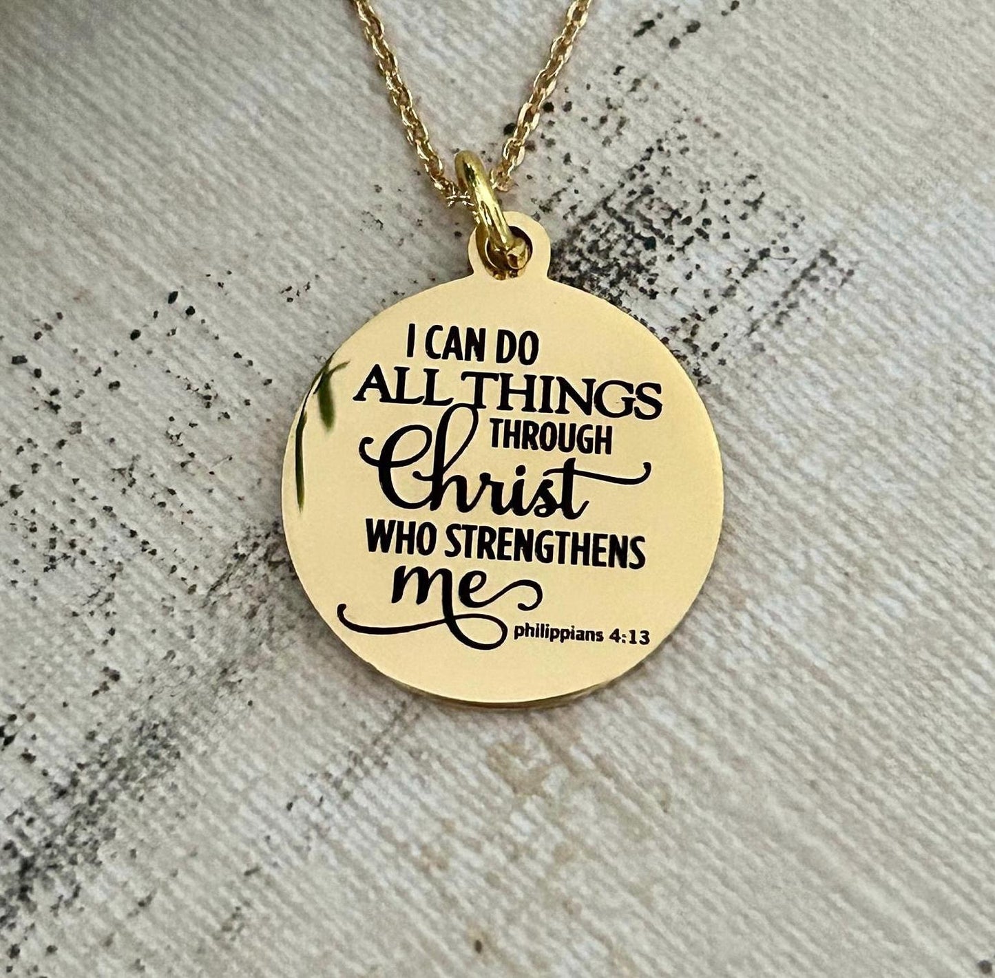 I Can Do All Things through Christ Bible Verse Necklace, Christian Gifts, Scripture Jewelry, 16K Gold Plated, Baptism Gift, Gifts for Mom