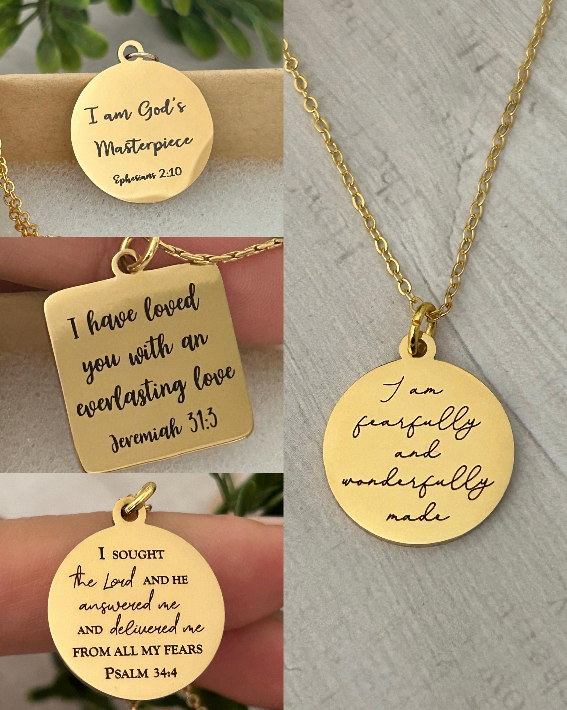 Personalized Bible Verse Necklace, Christian Jewelry, Faith Necklace, Scripture Quote Charms, Baptism, Christian Gifts, Custom Birthday Gift
