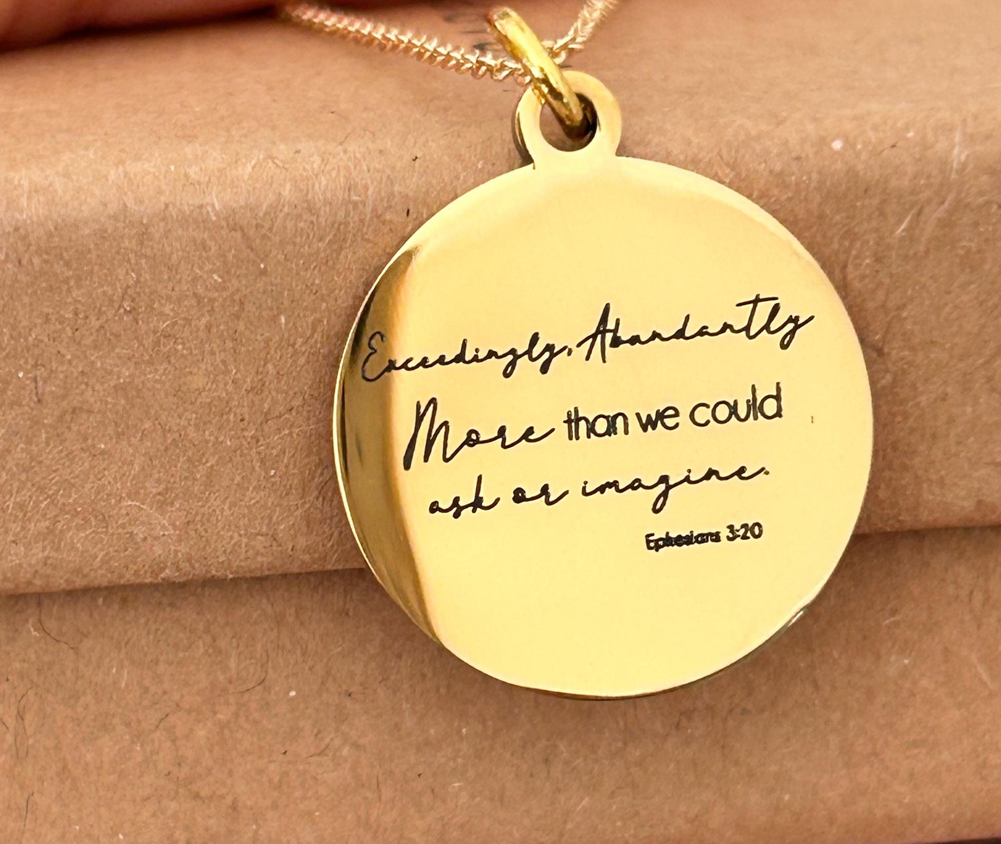 Exceedingly Abundantly Necklace Ephesians 3:20 | Christian Scripture Necklace | Faith Jewelry Gift for Her