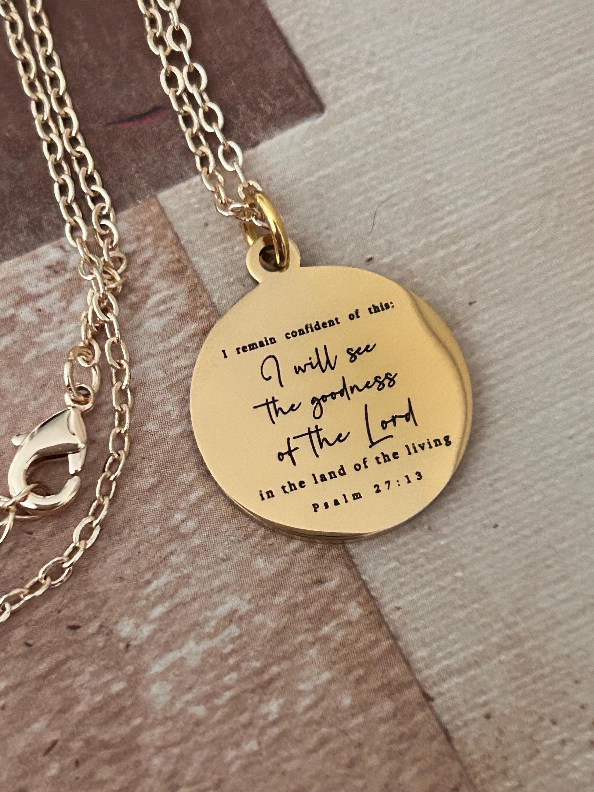Psalm 27:13 Necklace, I Remain Confident of This Necklace, Christian Gifts for Women, Faith Jewelry, Encouragement Gift, Mothers Day Gift