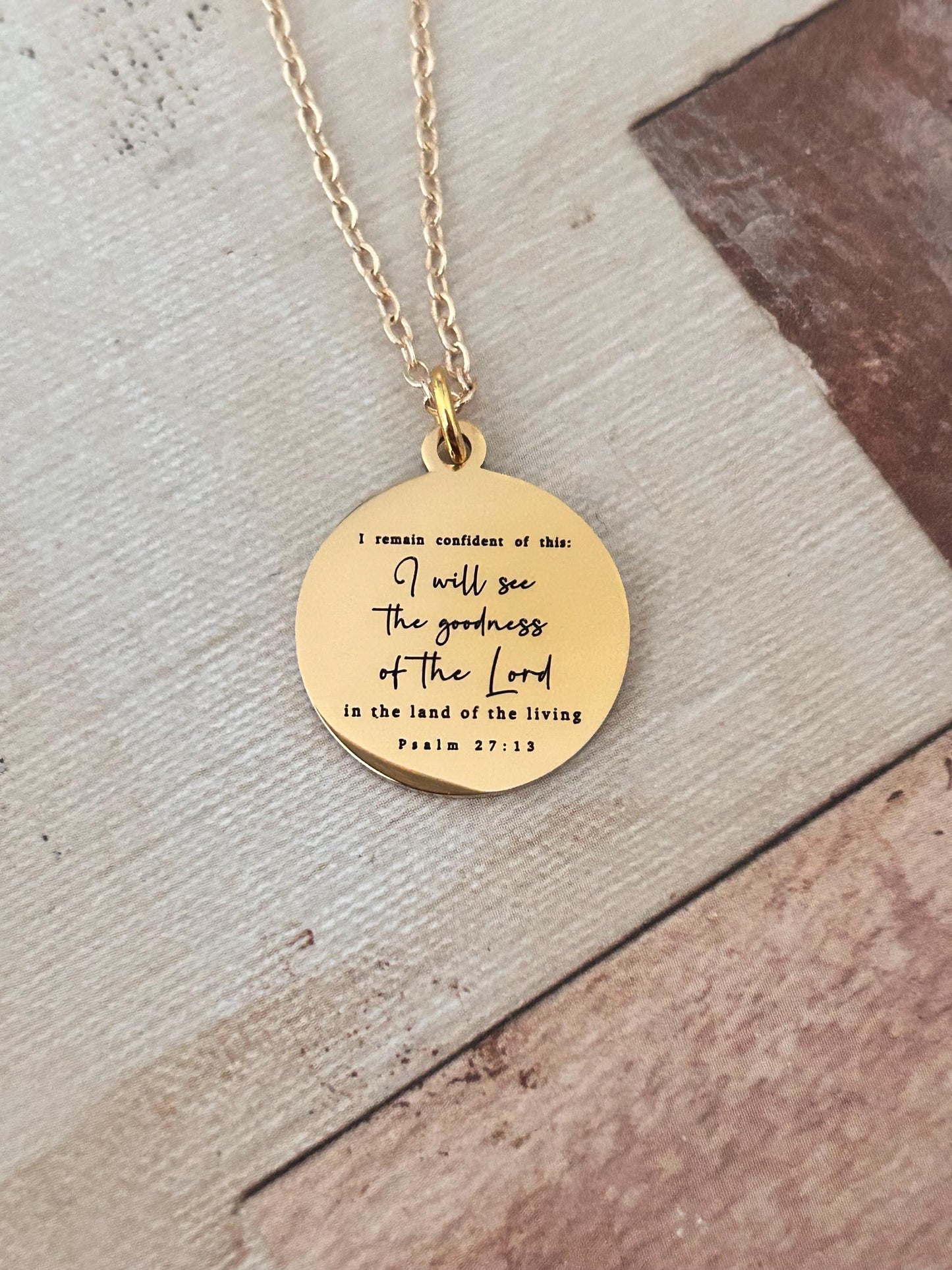 Psalm 27:13 Necklace, I Remain Confident of This Necklace, Christian Gifts for Women, Faith Jewelry, Encouragement Gift, Mothers Day Gift