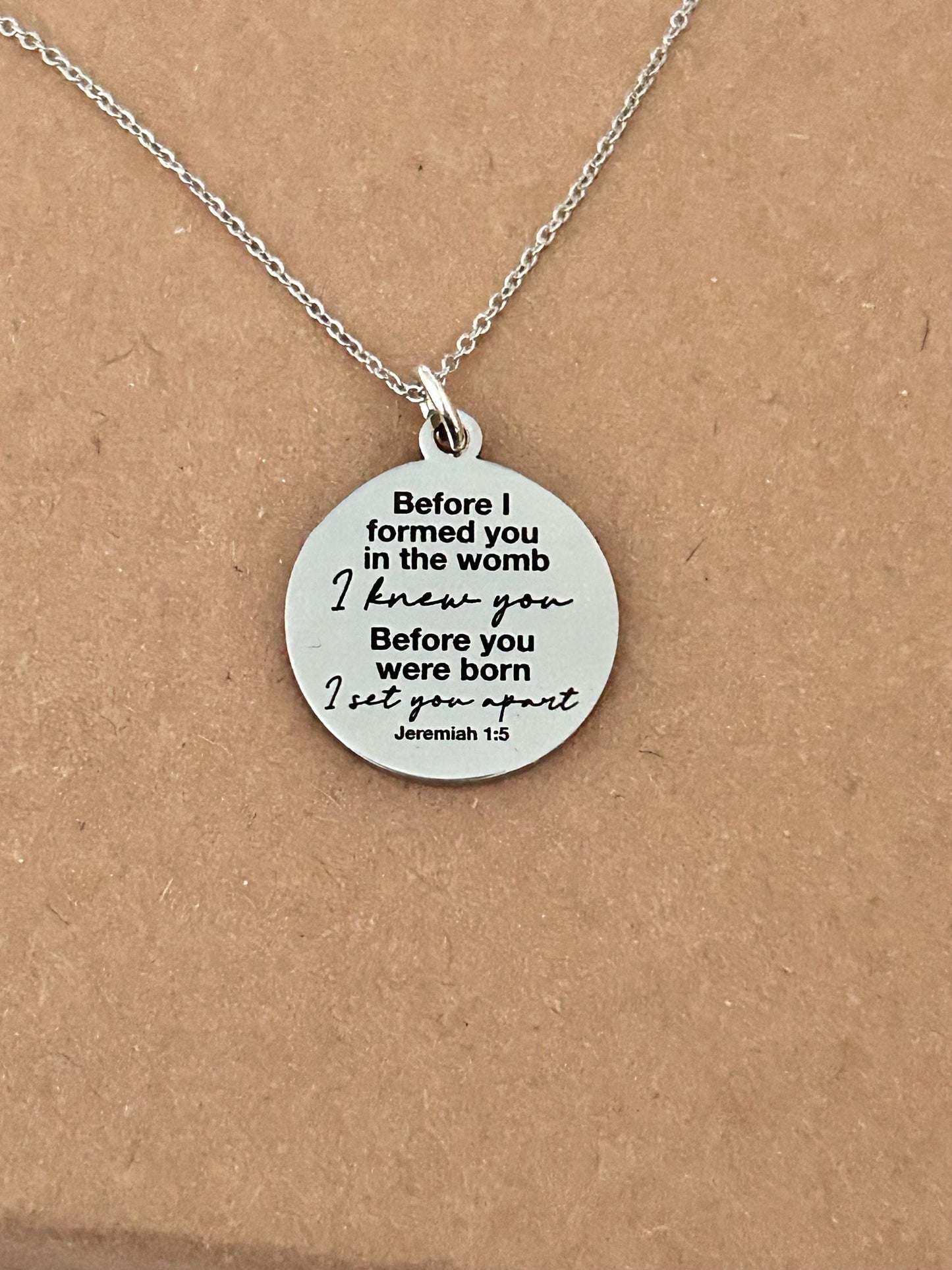 Before I formed you in the womb bible verse Necklace, Christian Gift, Jeremiah 1:5 Scripture, New Mom, Choose Life, Pregnancy Gift, Adoption