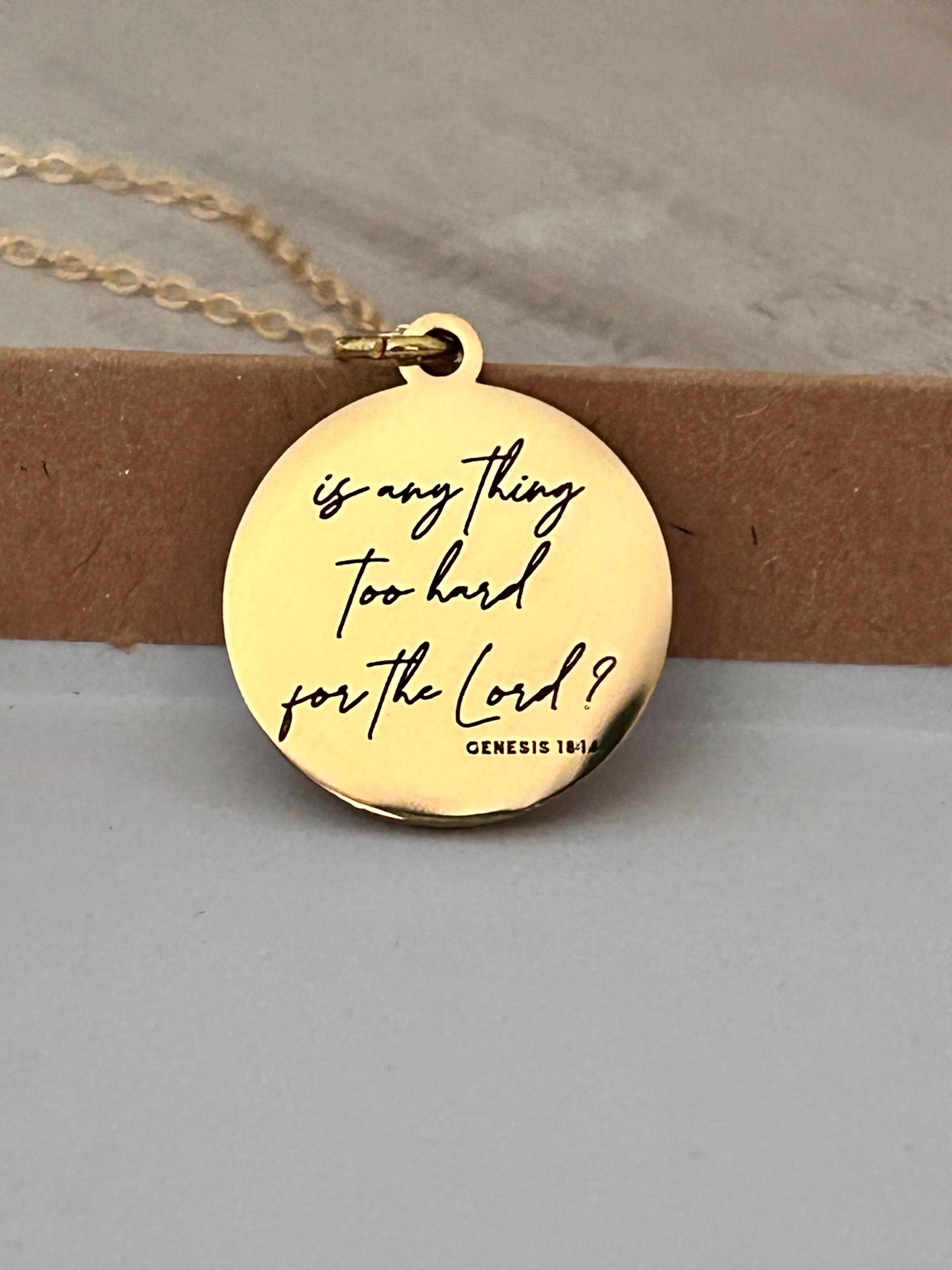 Genesis 18:14 Is anything too hard for the Lord? Bible Verse Necklace, Scripture Jewelry, Christian Faith Gifts, Motivational Jewelry