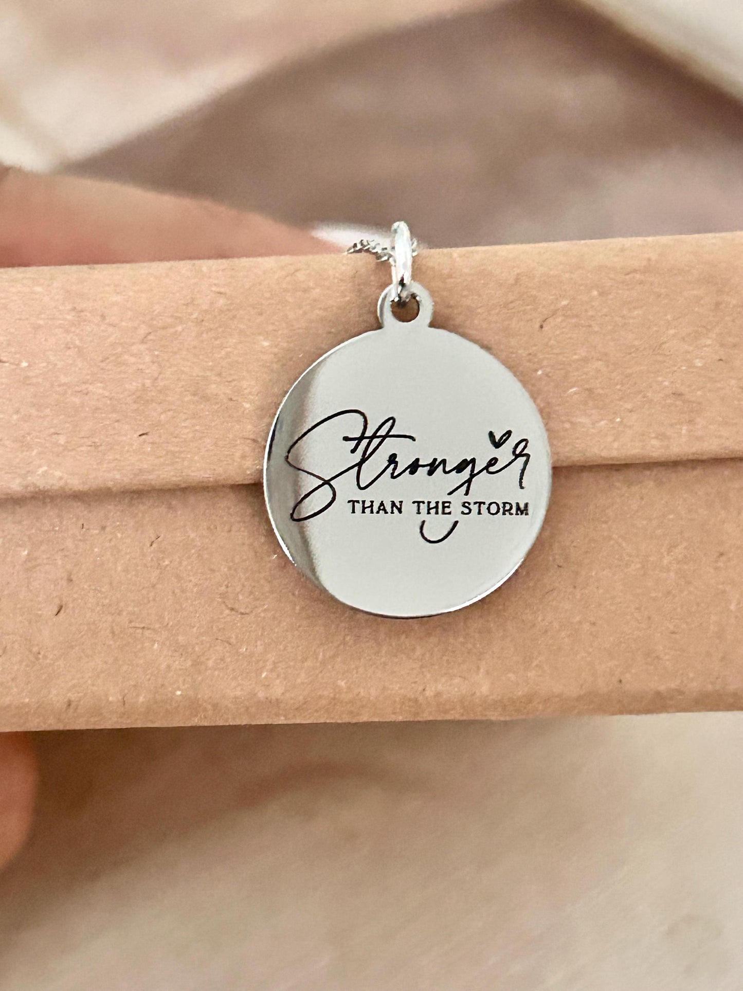 Stronger than the Storm Christian Necklace, Christian Gifts, Motivational Gifts, Gifts for Mom, Inspirational Jewelry, Strength Necklace