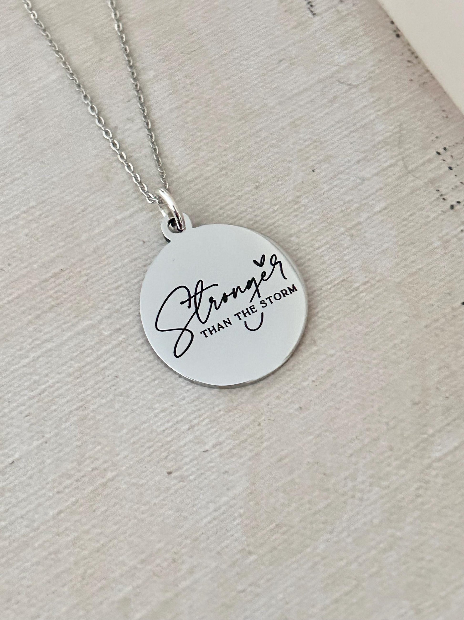 Stronger than the Storm Christian Necklace, Christian Gifts, Motivational Gifts, Gifts for Mom, Inspirational Jewelry, Strength Necklace