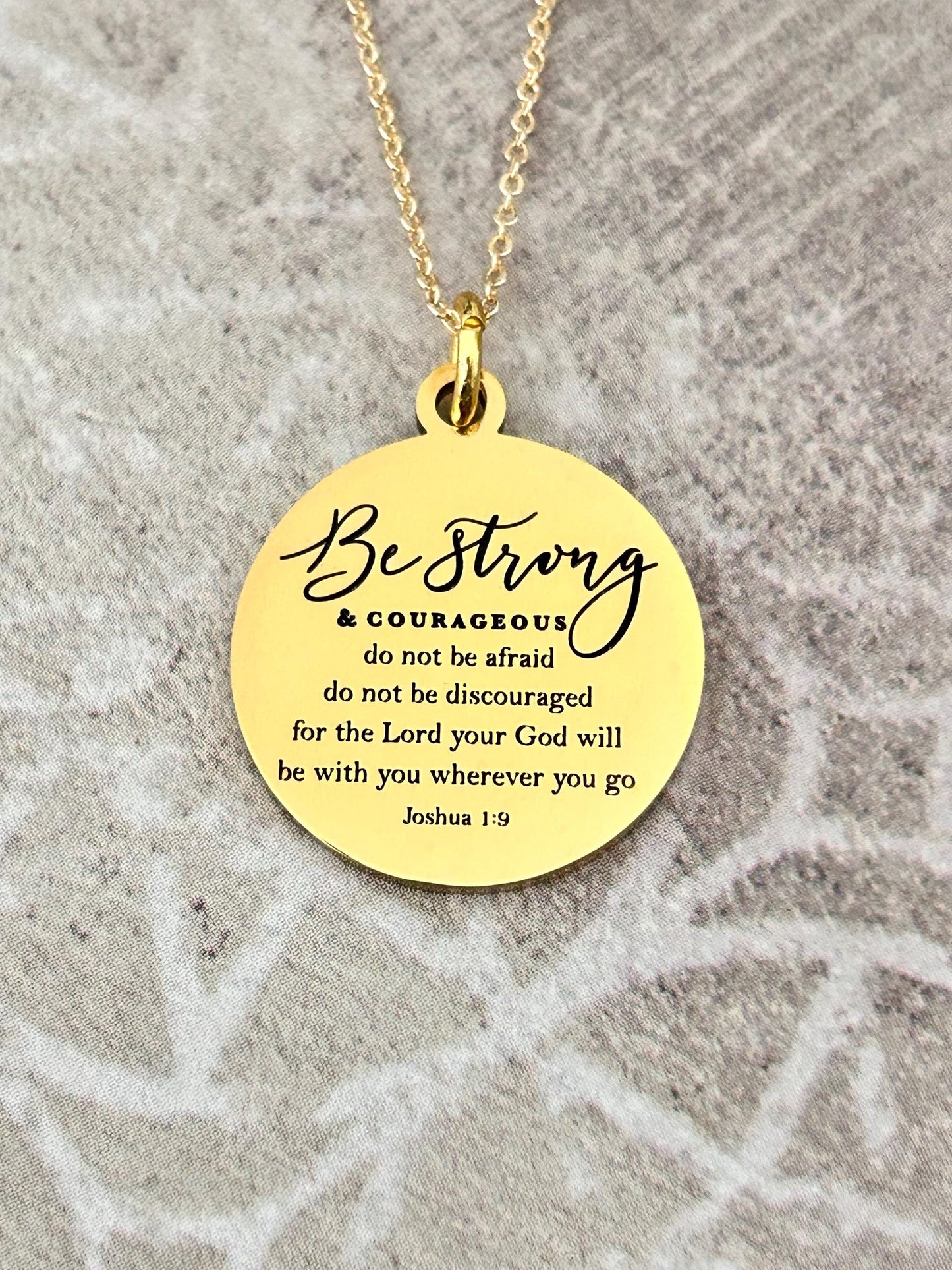 Joshua 1:9 Gold Necklace, Christian Gift for Her, Faith Jewelry, Inspirational Bible Verse Gift