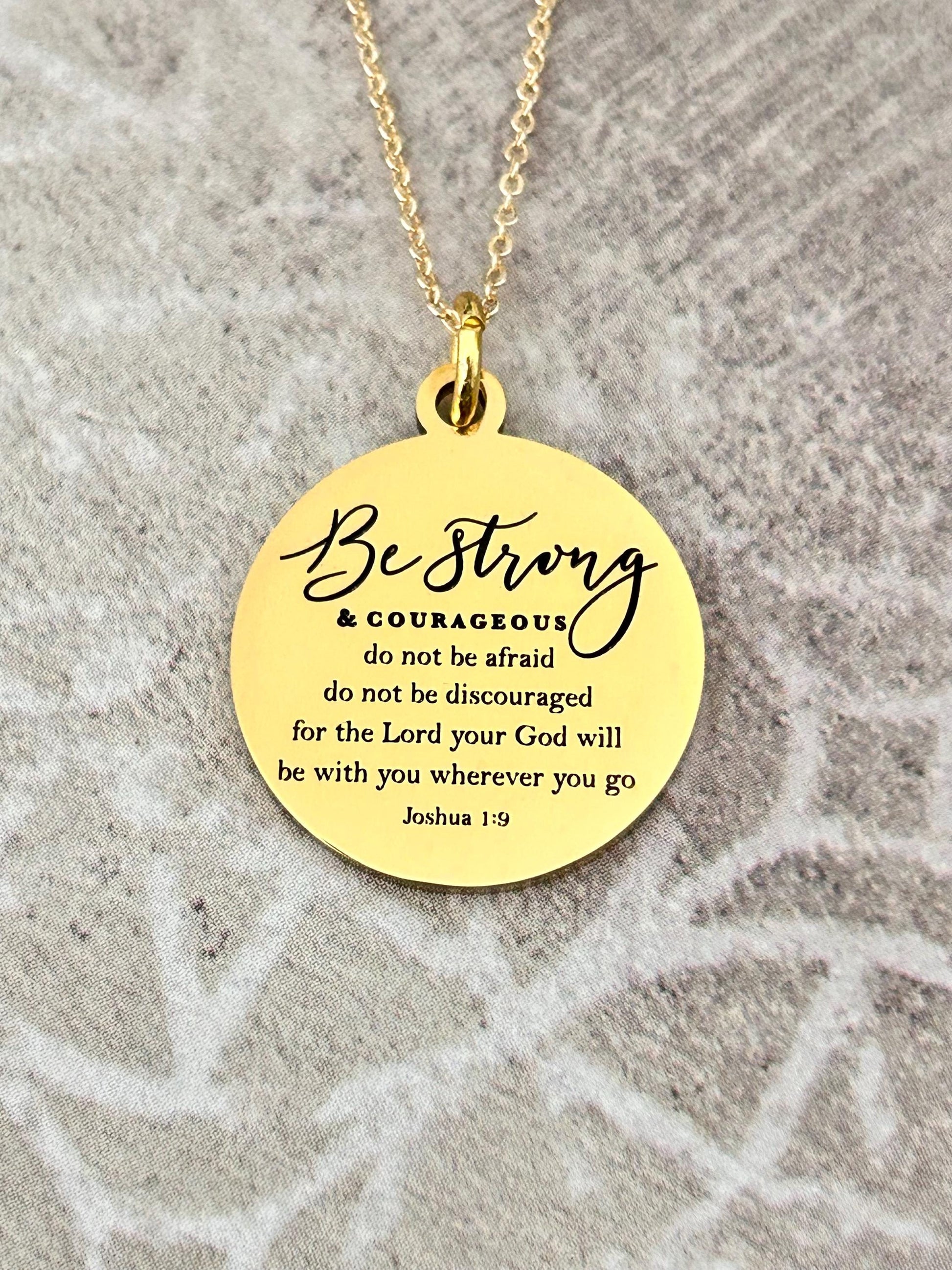 Joshua 1:9 Gold Necklace, Christian Gift for Her, Faith Jewelry, Inspirational Bible Verse Gift
