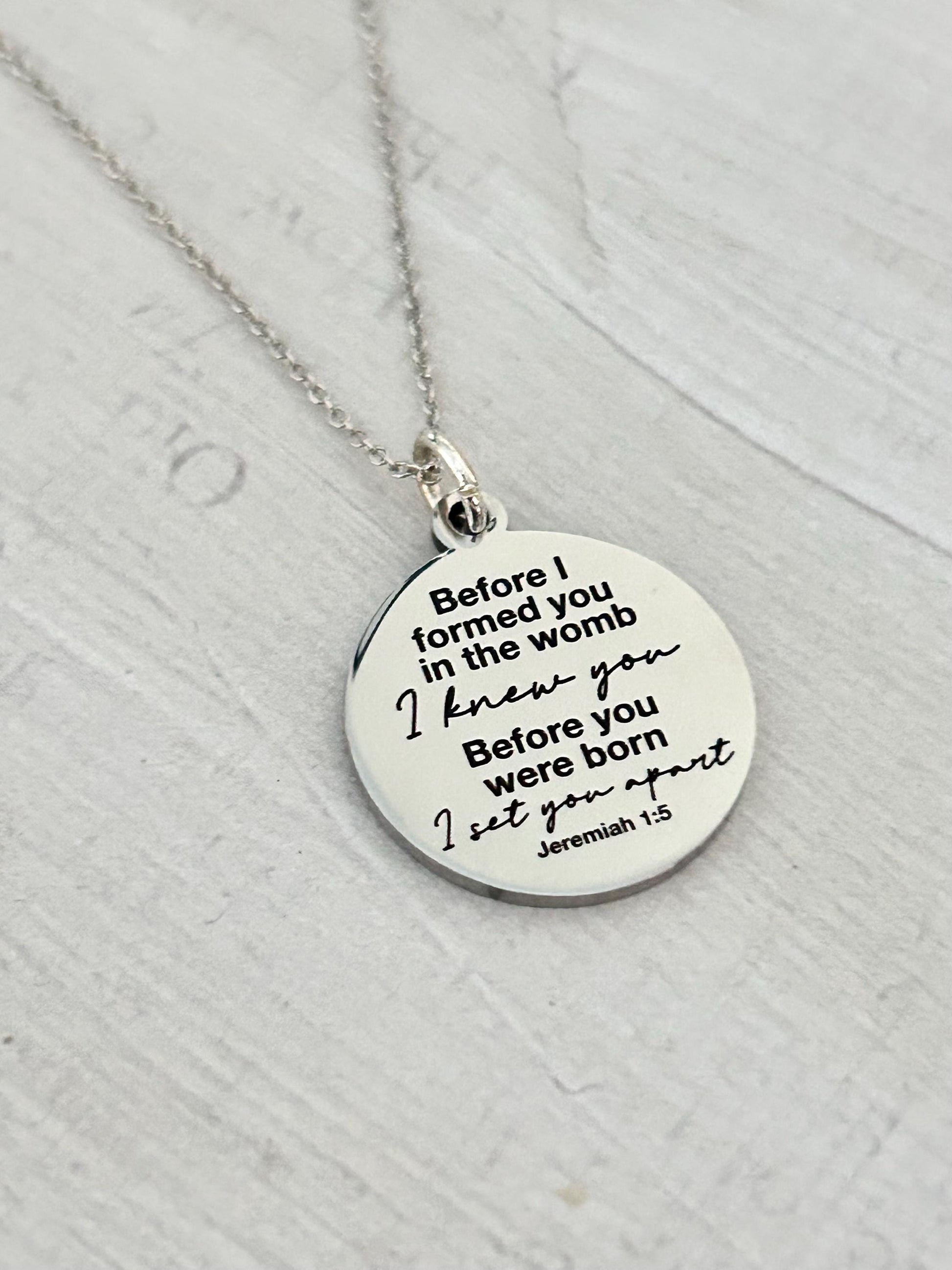 Before I formed you in the womb bible verse Necklace, Christian Gift, Jeremiah 1:5 Scripture, New Mom, Choose Life, Pregnancy Gift, Adoption