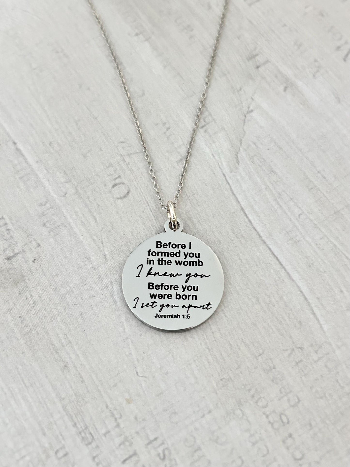 Before I formed you in the womb bible verse Necklace, Christian Gift, Jeremiah 1:5 Scripture, New Mom, Choose Life, Pregnancy Gift, Adoption
