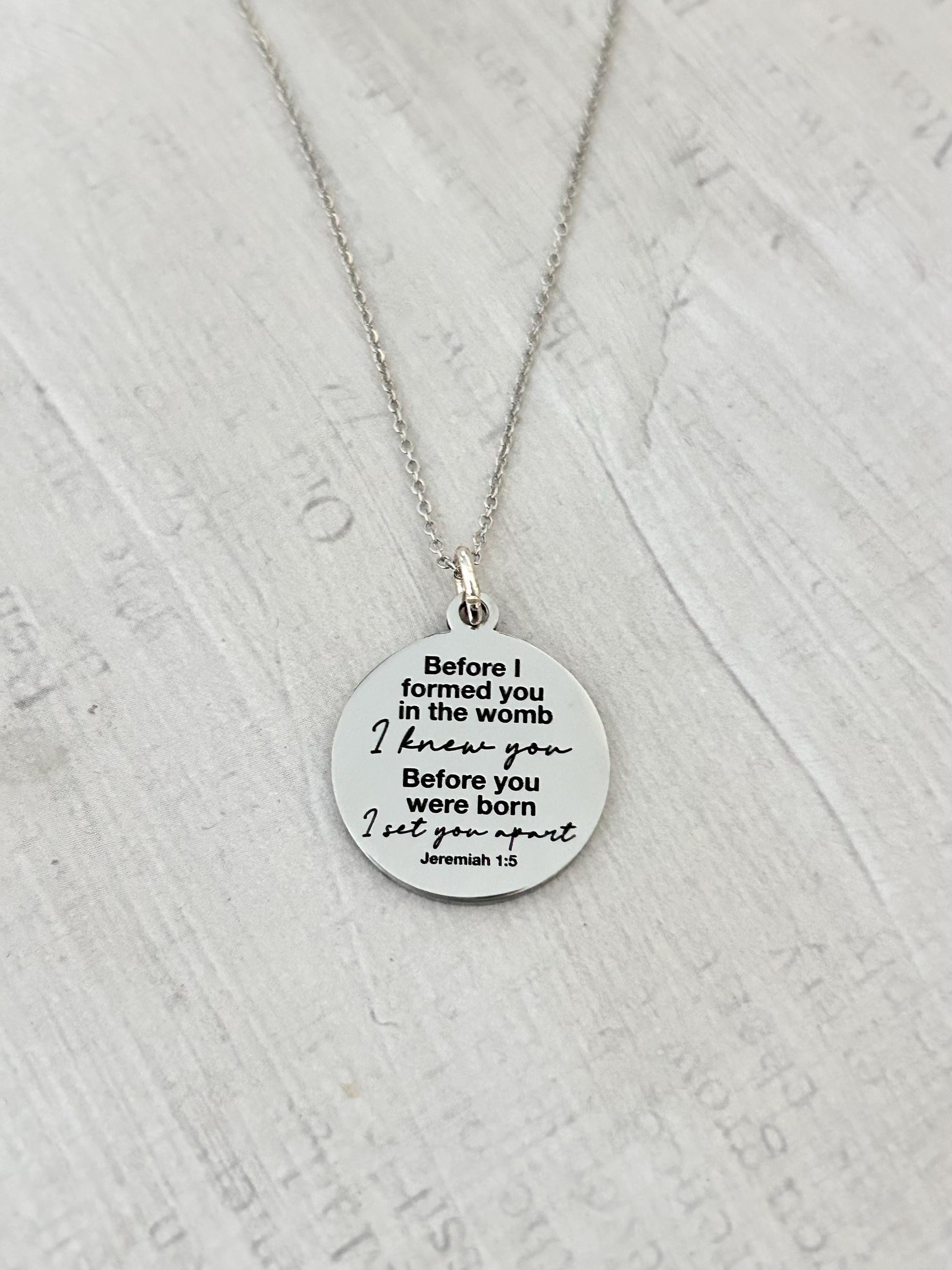 Before I formed you in the womb bible verse Necklace, Christian Gift, Jeremiah 1:5 Scripture, New Mom, Choose Life, Pregnancy Gift, Adoption