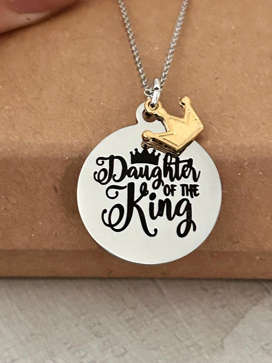 Crown necklace Daughter of the King Christian Gift Christian necklaces Gift for girls Confirmation gift Princess Crown Personalized Necklace
