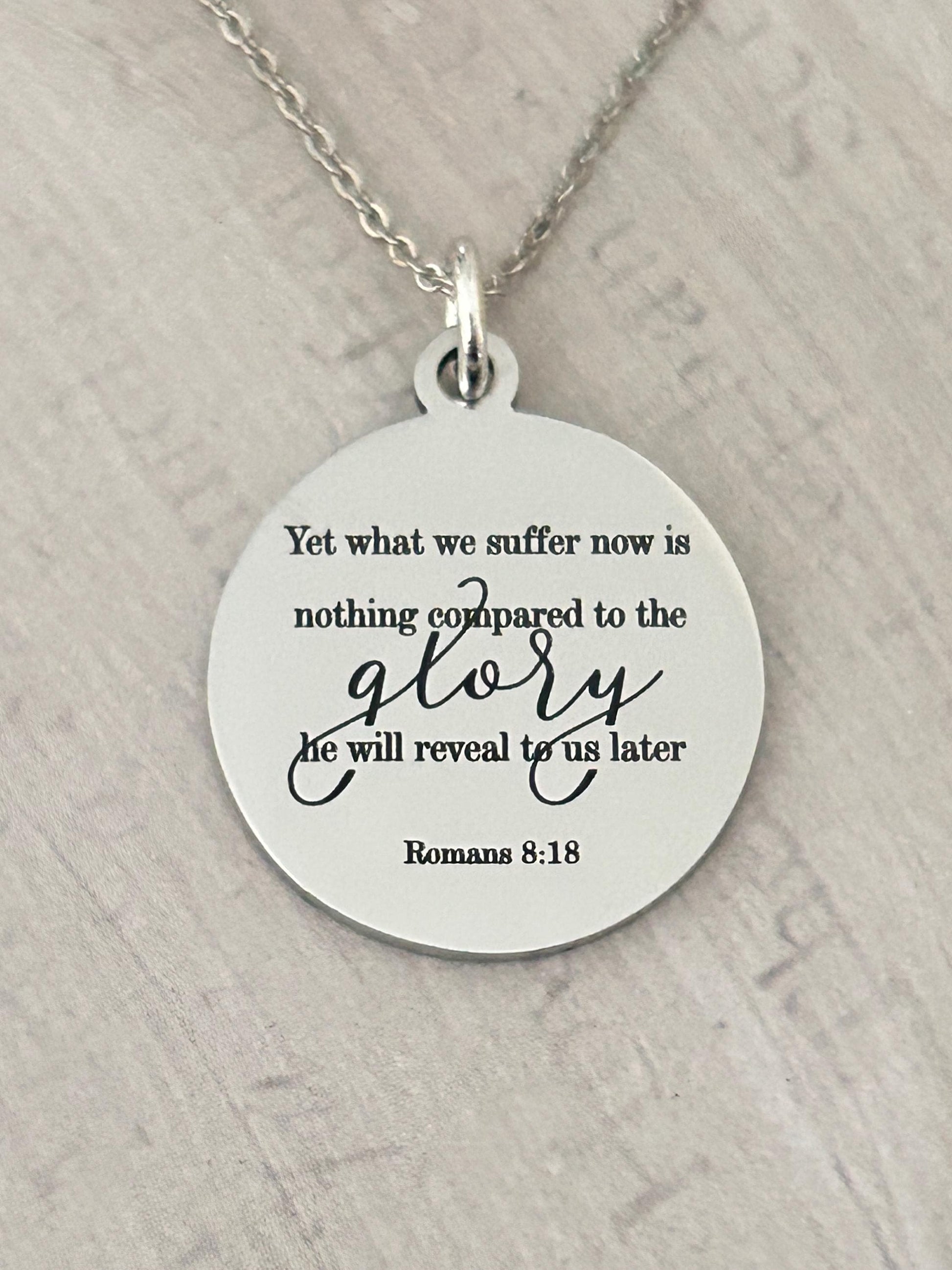 Christian Quote Romans 8:18 Bible Verse Necklace, Christian Gifts for Women, Scripture Jewelry, Meaningful Gifts, Motivational Jewelry
