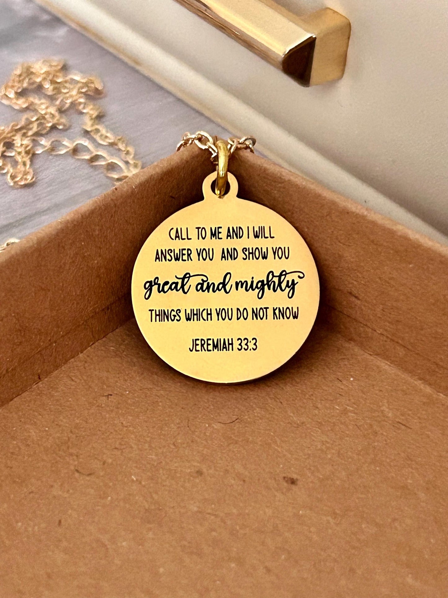 Call to me and I will Answer You Jeremiah 33:3 Necklace Christian Gifts Scripture Pendant Motivational Necklace Women's Retreat Gifts